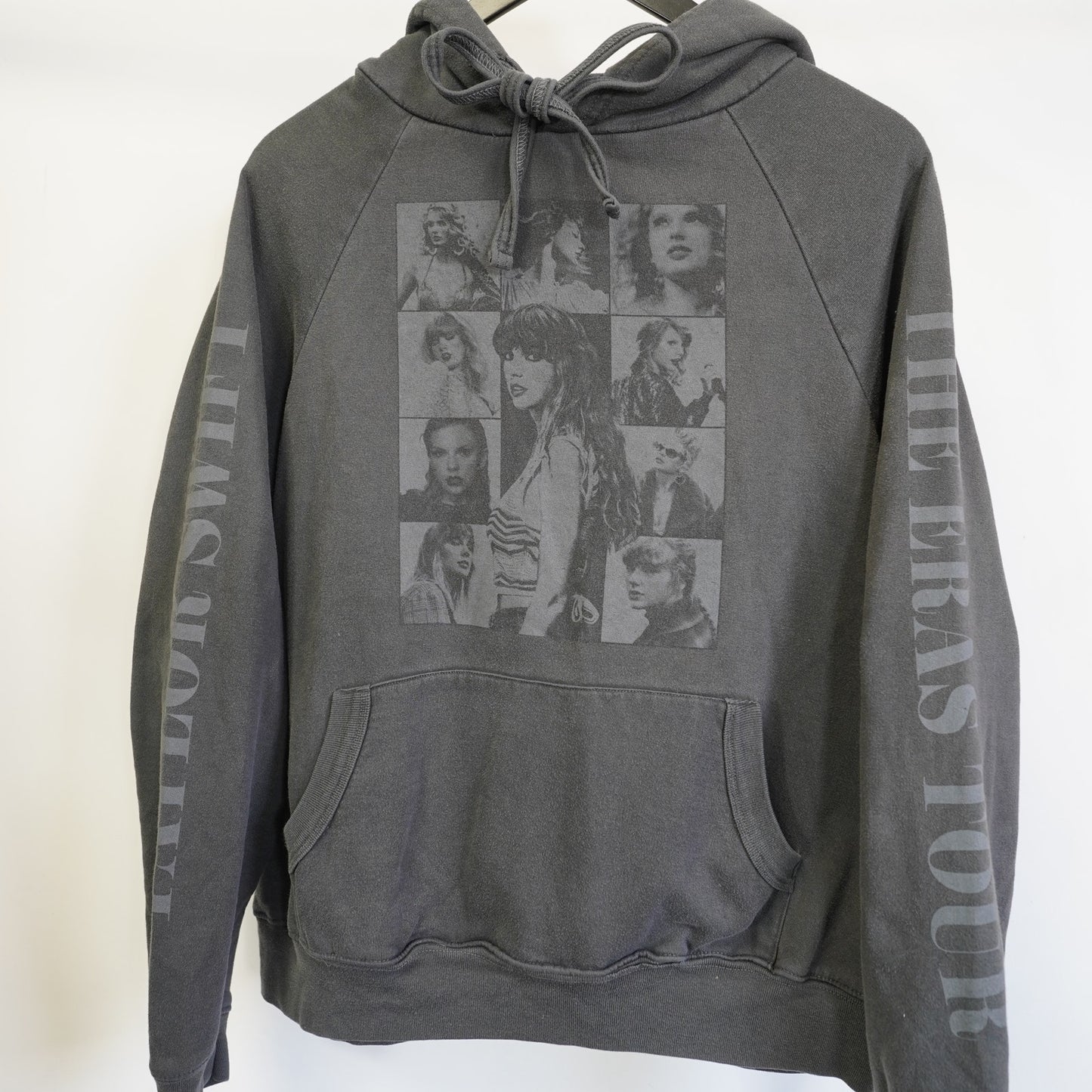 (L) Taylor Swift The Eras Tour Charcoal Hoodie Adult Size L Black Gray EUC