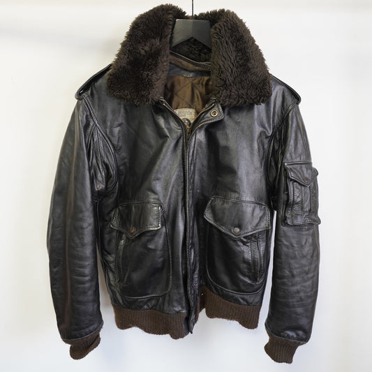 (M) Vintage American Express Leather Bomber Jacket Men's M Sz. 42 Dark Brown Pilot