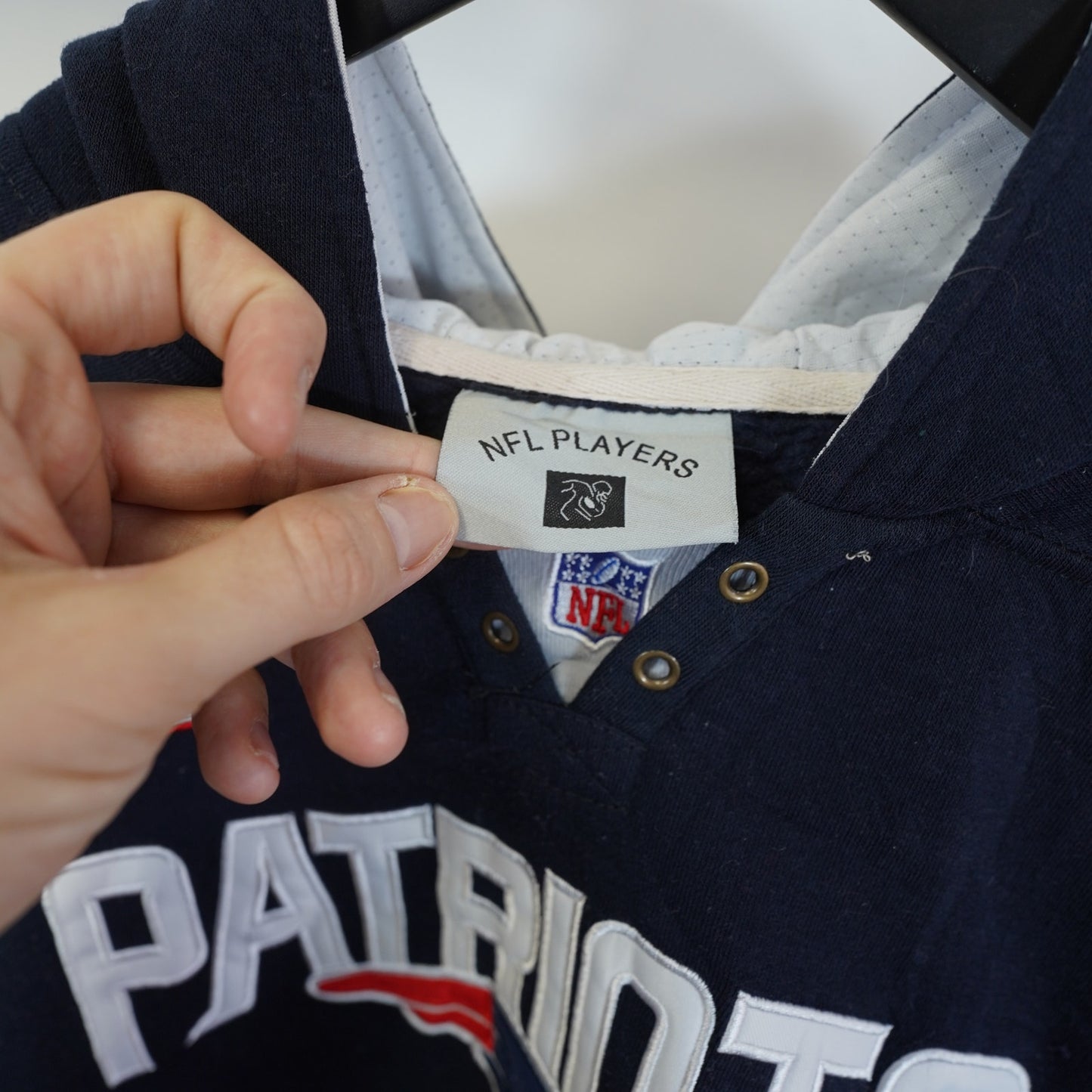 (Youth L/XL) Vintage New England Patriots Embroidered Tom Brady Hoodie Boys L/XL Blue Kids