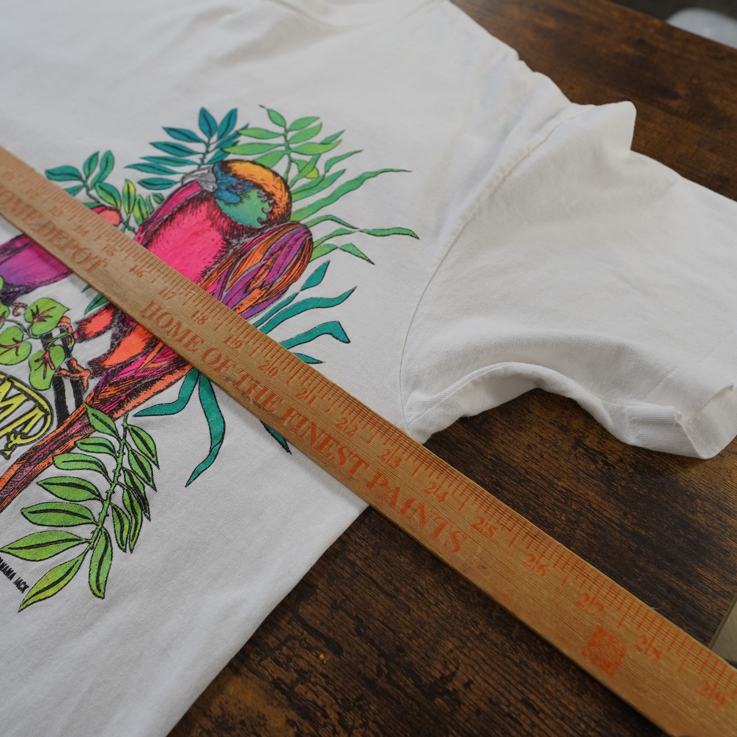 (XL) Vintage Panama Jack Single-Stitch Surf T-Shirt Men's XL White Parrot Nature 90s