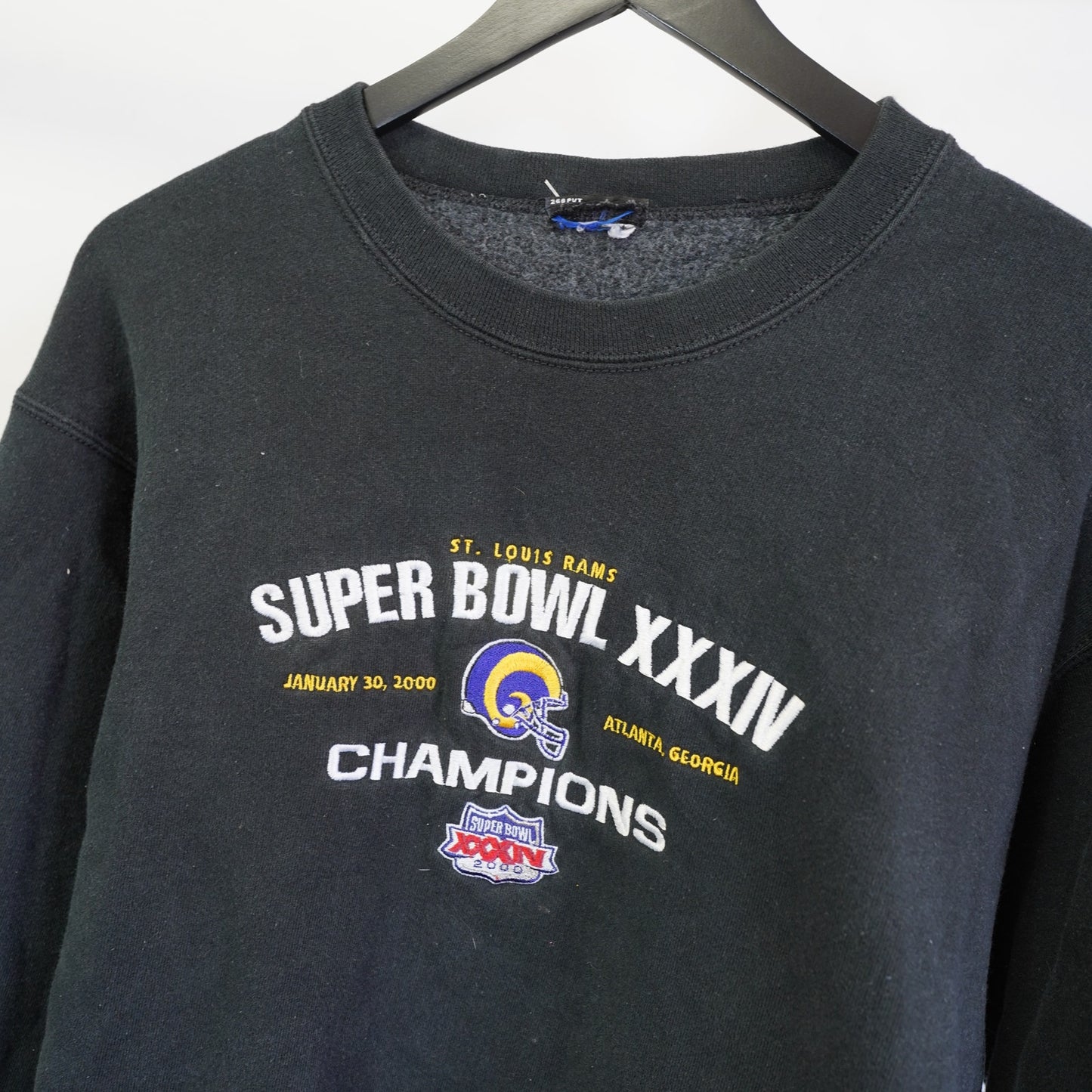(M) Vintage LA St. Louis Rams Superbowl Champions Sweatshirt Men's M Black Stitched