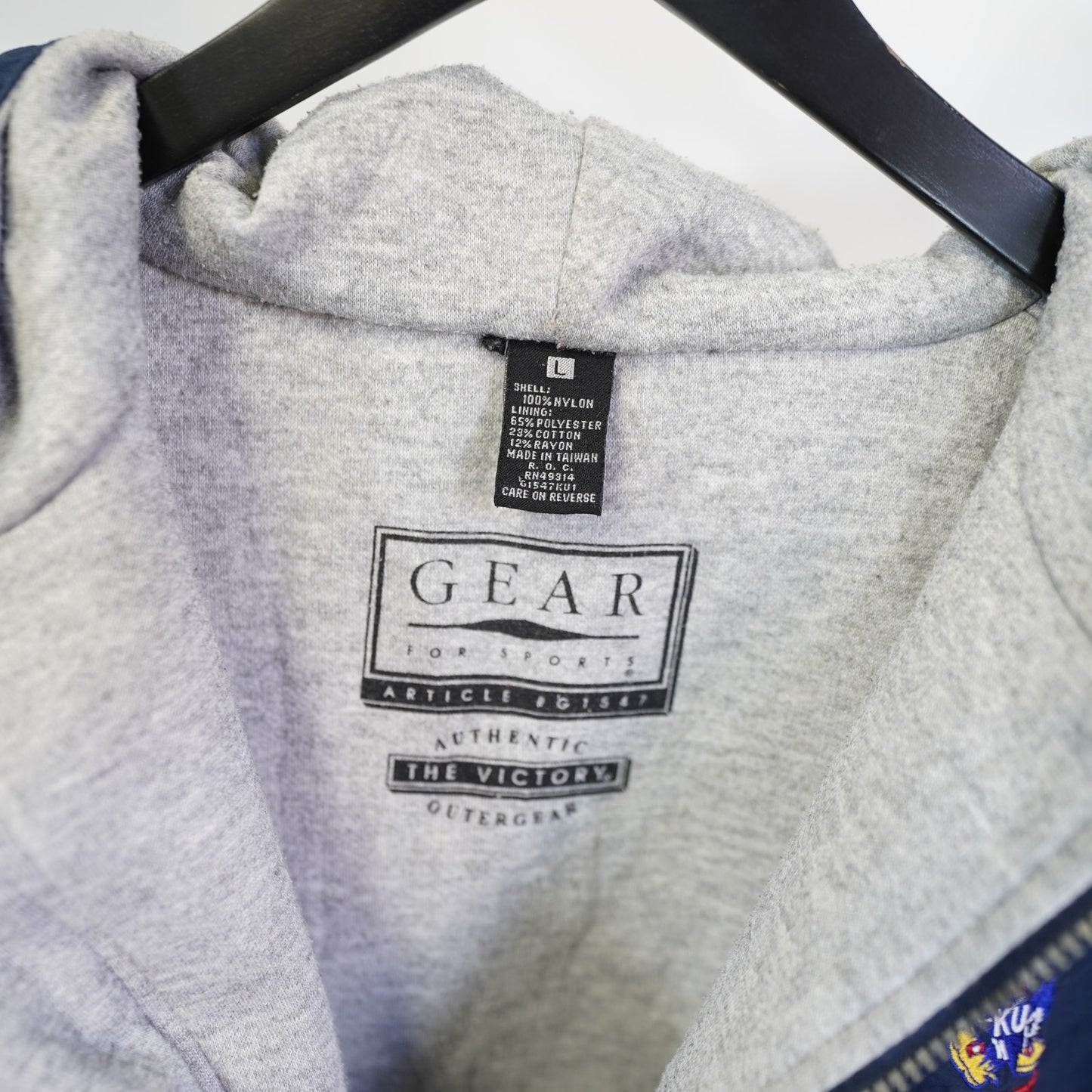 (L) Vintage Kansas Jayhawks Embroidered Windbreaker Men's L Blue Full Zip Sewn