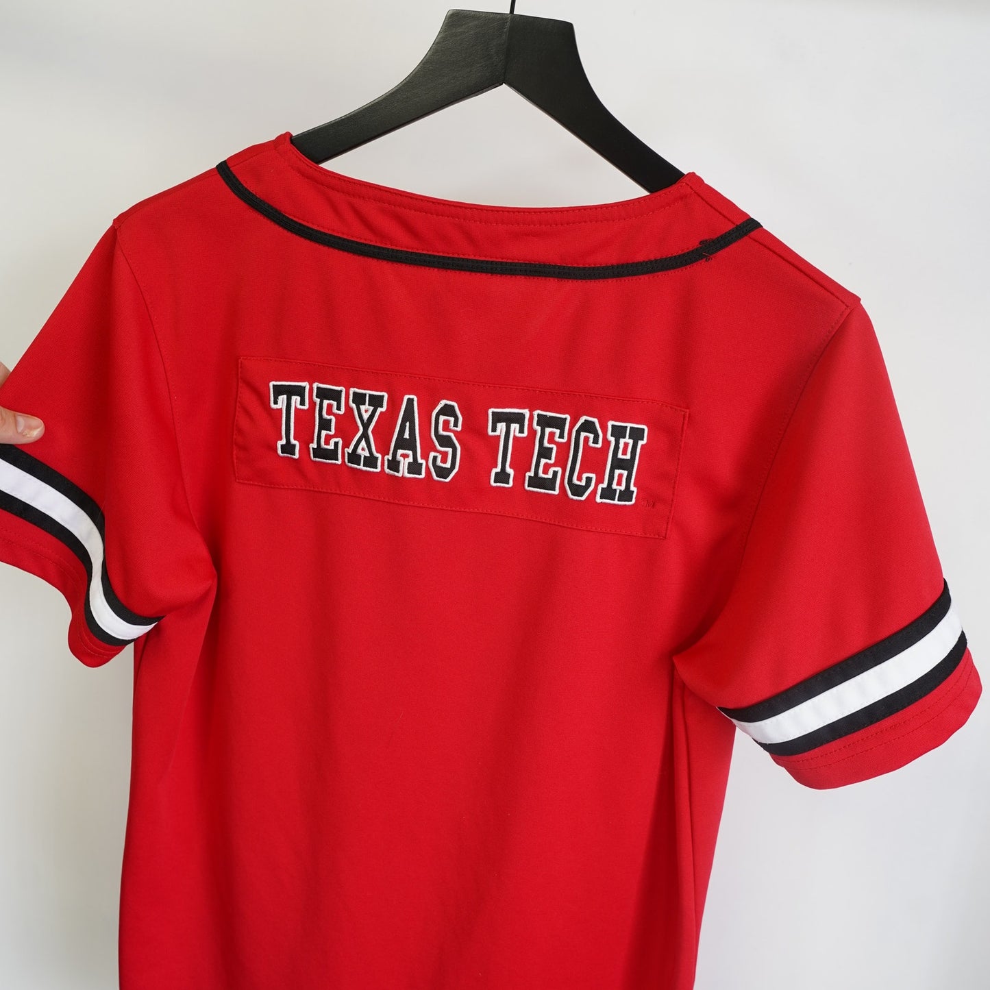 (Youth XL) Texas Tech Red Raiders Embroidered Baseball Jersey Youth XL Red Colosseum