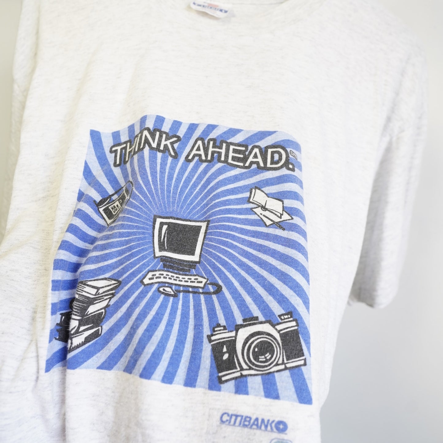 (XL) Vintage Think Ahead 90s Computer Micro-Chip T-Shirt Men's XL Retro Tech