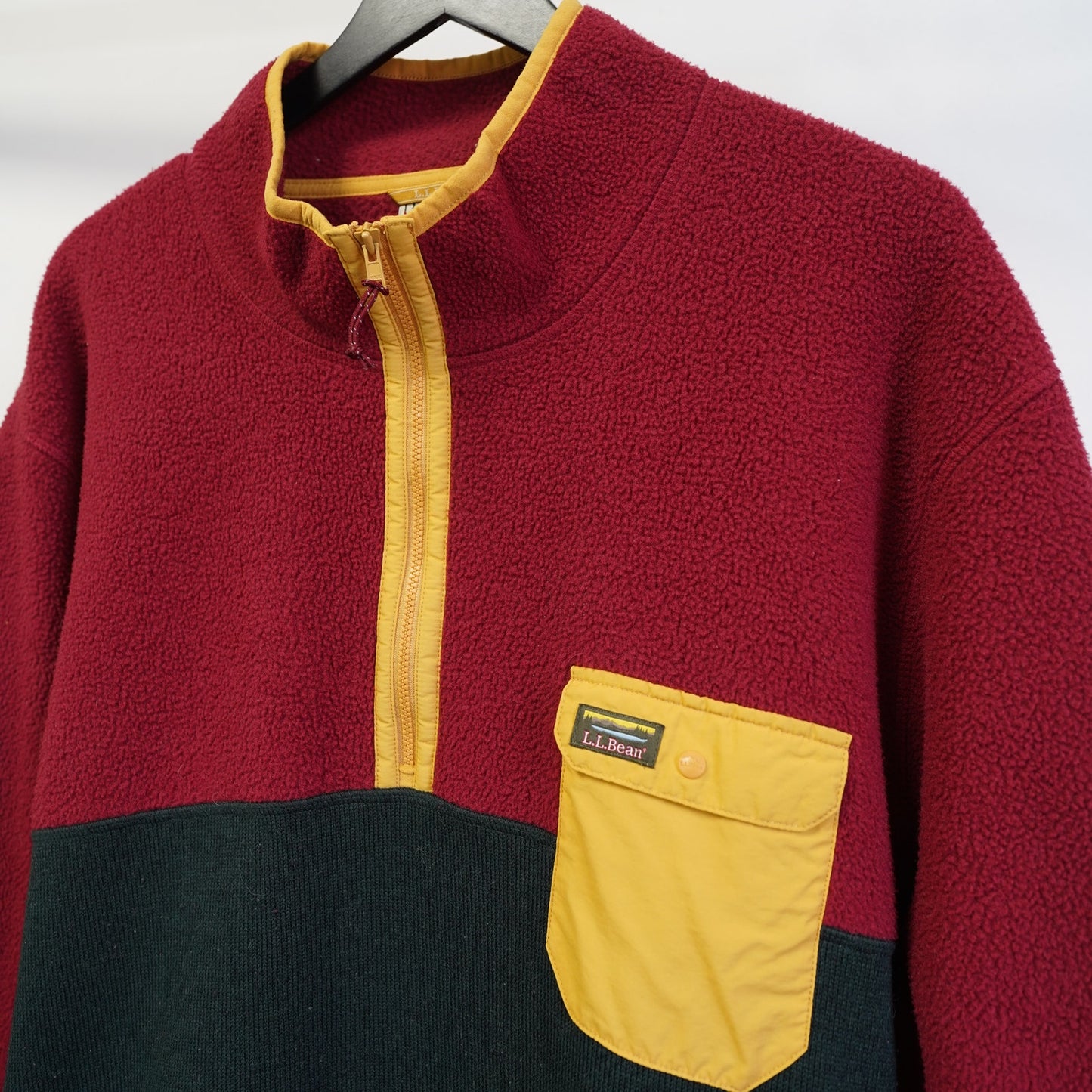 (3XL) L.L. Bean Fleece Sherpa 1/4 Zip Sweater Hybrid Pullover Men's 3XL Red Green Hike