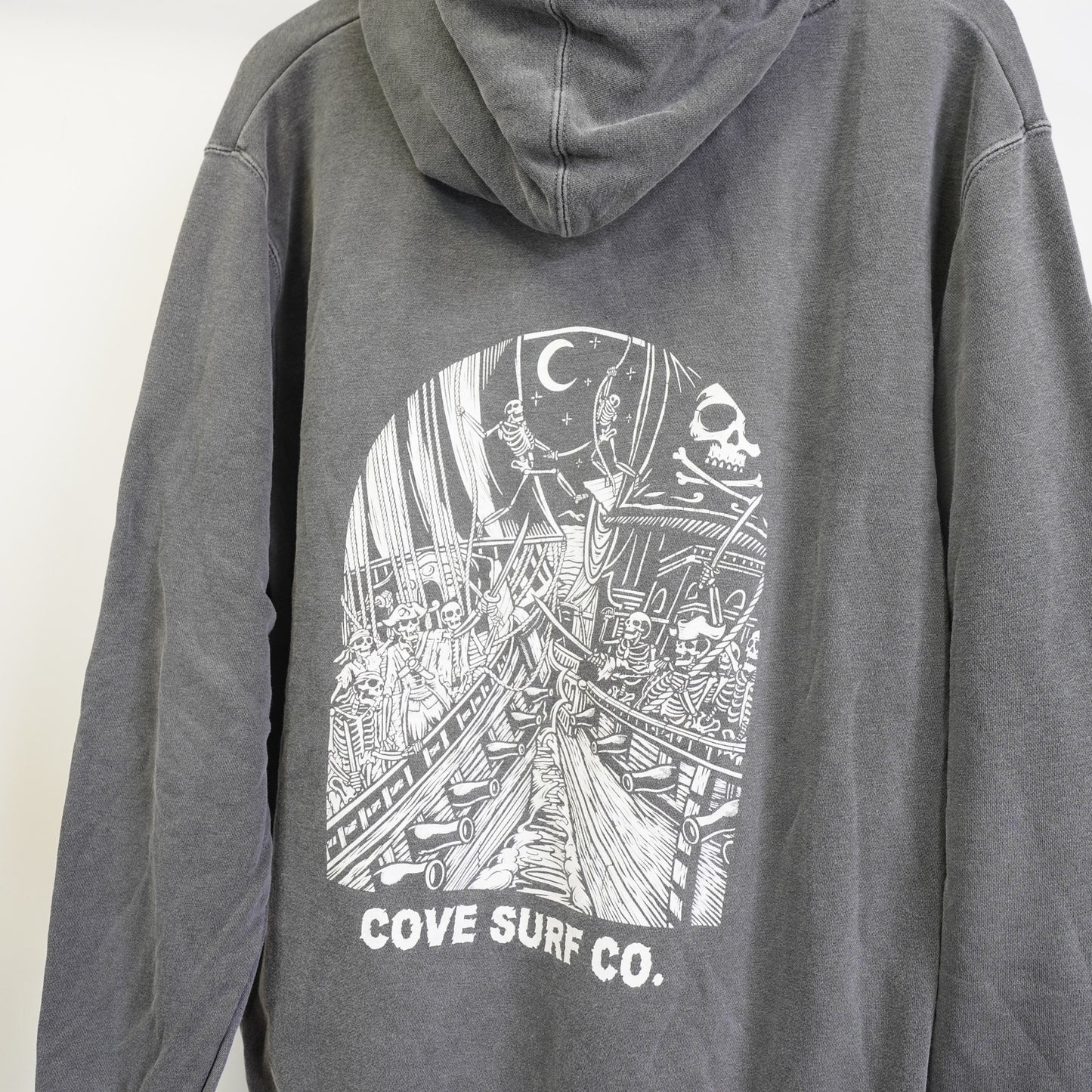 (XL) Cove Surf Company Pirate Graphic Hoodie Men's XL Gray Skull Crossbones Skate Y2K