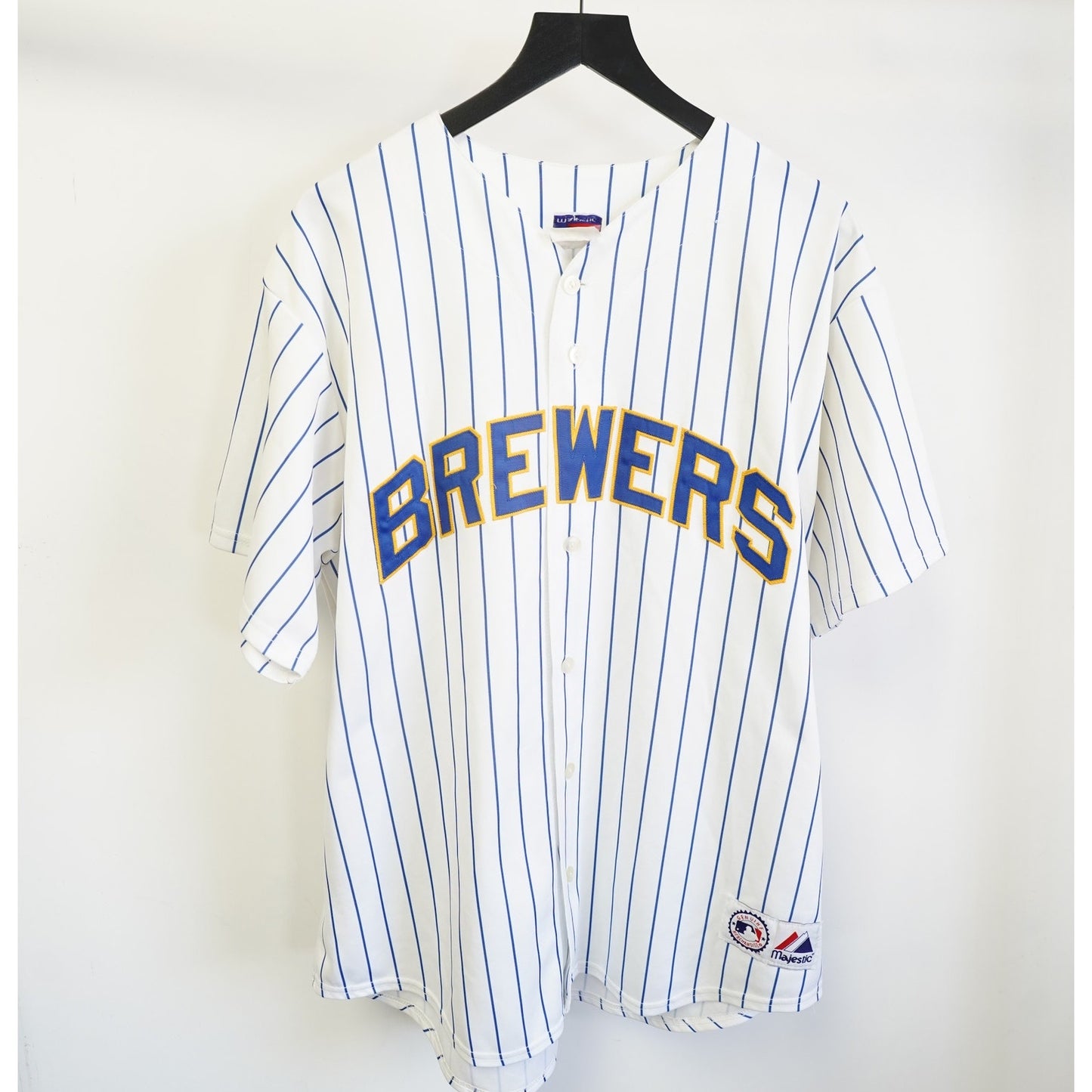 (XXL) Vintage Milwaukee Brewers Majestic Sewn Pinstripe J.J. Hardy Jersey Men's XXL