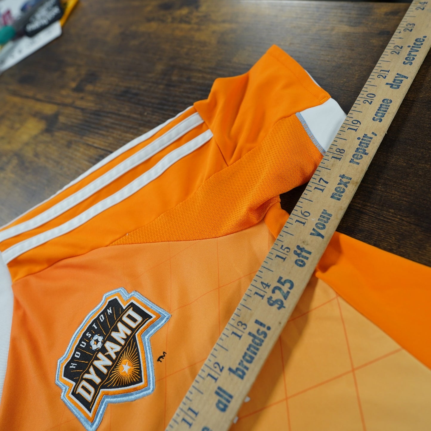(Youth M 11-12) Adidas Houston Dynamo Home Soccer Jersey 2014-15 Orange White