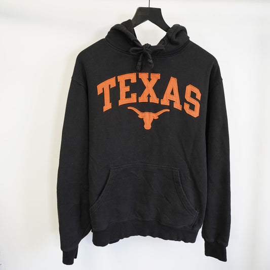 (L) University of Texas Longhorns Embroidered Hoodie Men's L Black Sewn UT