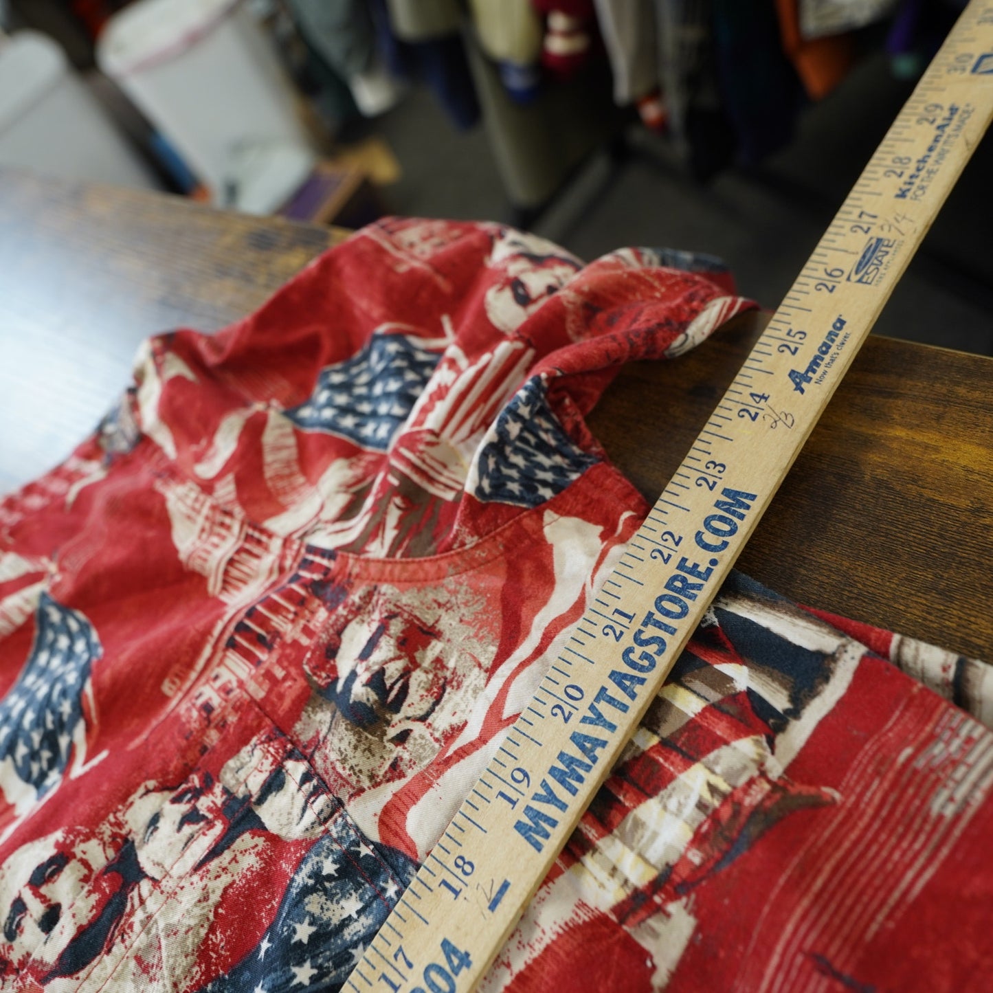 (L) Red Head 4th of July American Pride Hawaiian Shirt Men's L Button Up Red USA