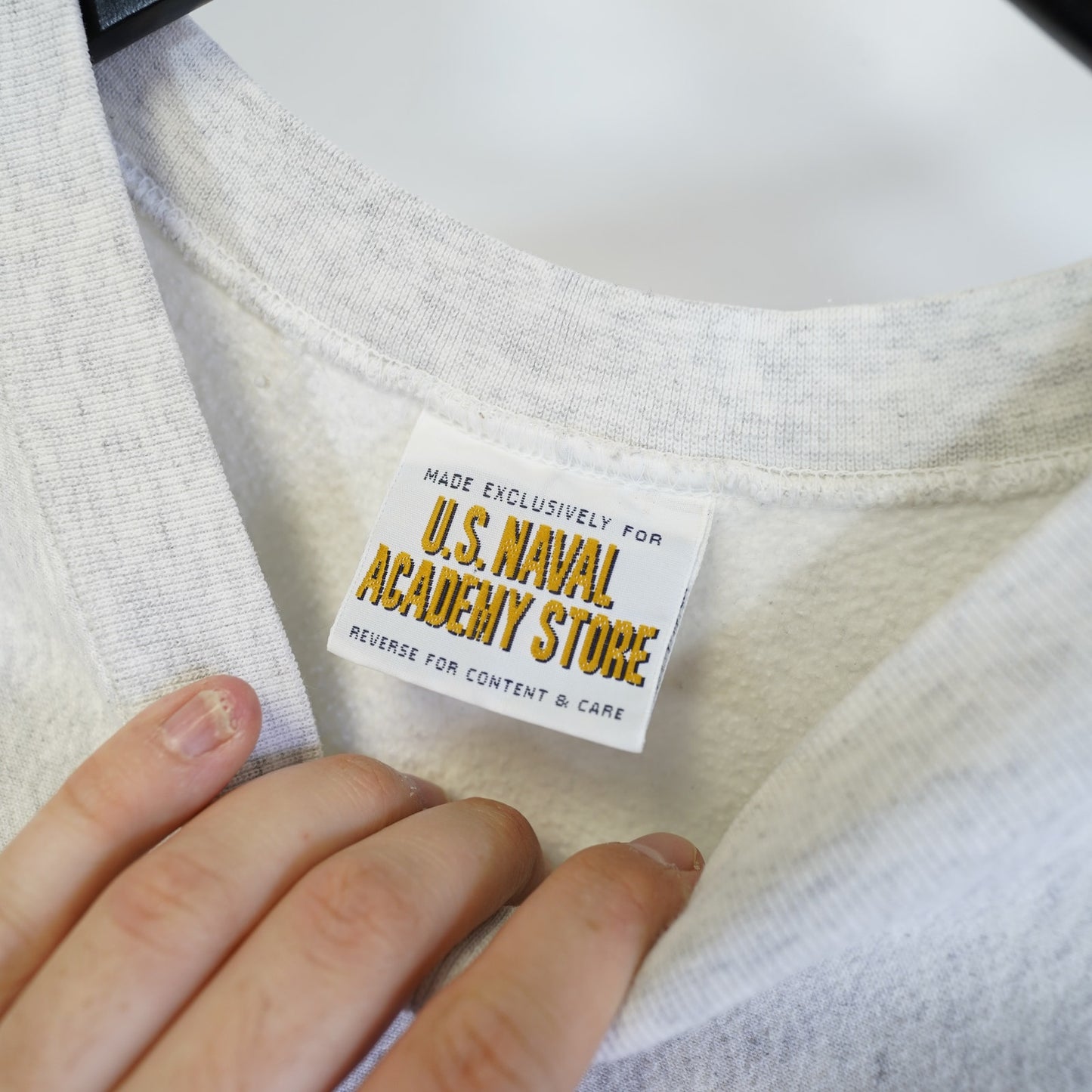 (S) Vintage US Navy Reverse Weave Sweatshirt Unisex S Heather Gray Naval Academy