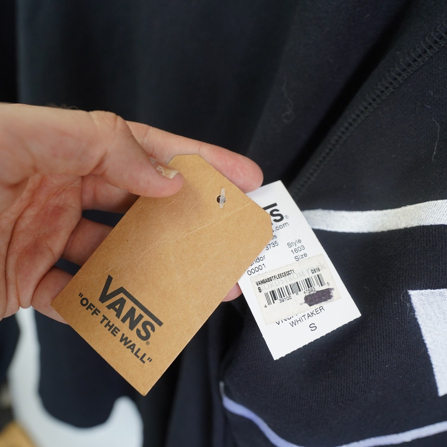 (S) Vans Skateboards Crewneck Sweatshirt Sewn Sleeve Logo Men's S Black New w/Tags