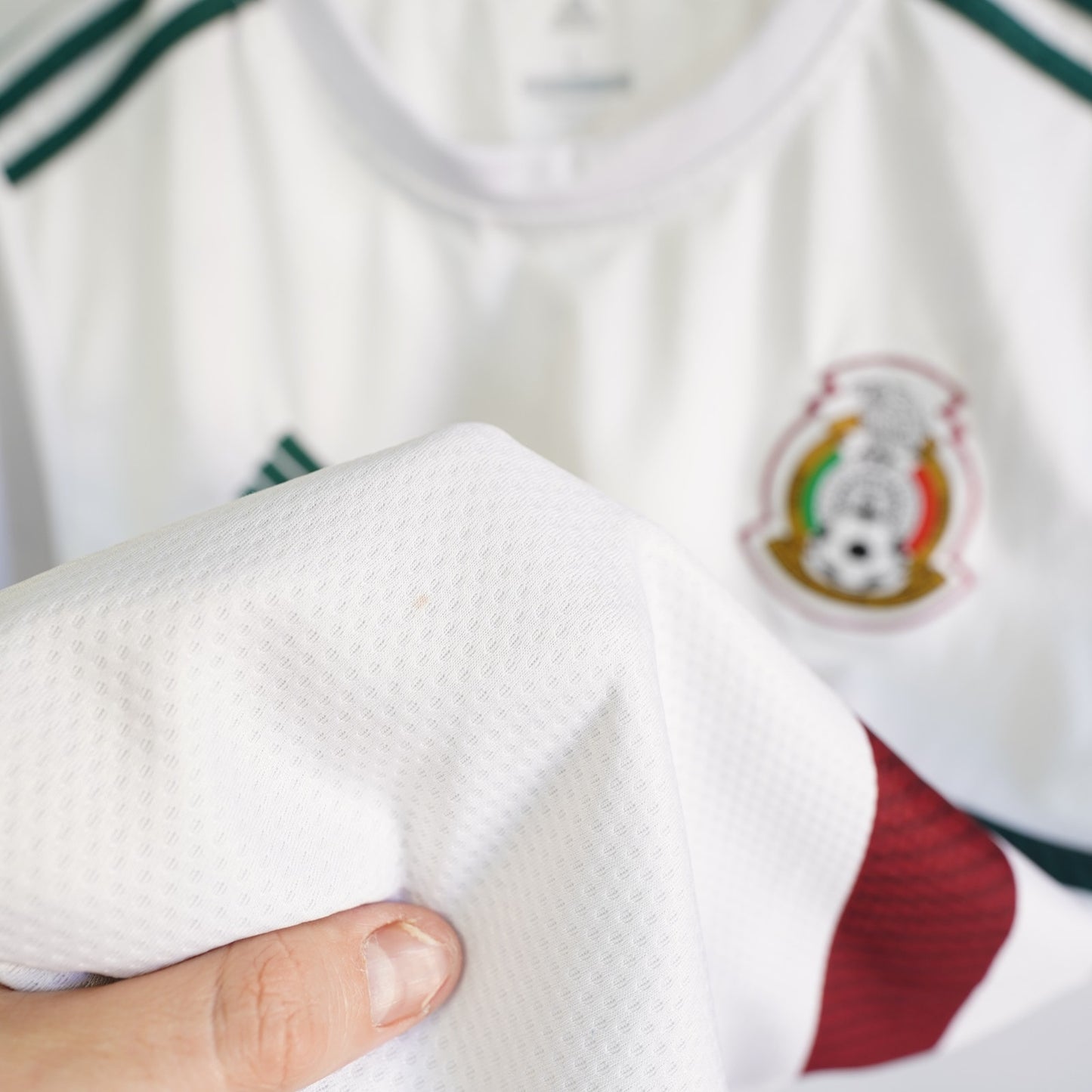 (L) Adidas Mexico 2018 World Cup Russia Away Soccer Jersey Men's L White Vintage