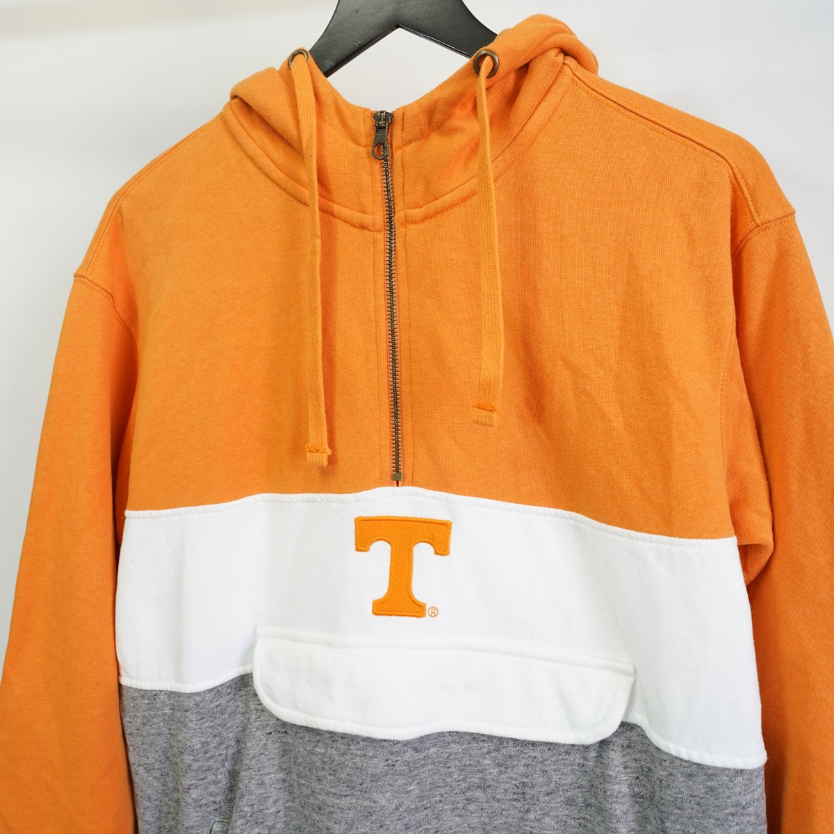 (M) Tennessee Volunteers1/4 Zip Pullover Hoodie Men's M Orange Gray Colorblock Retro