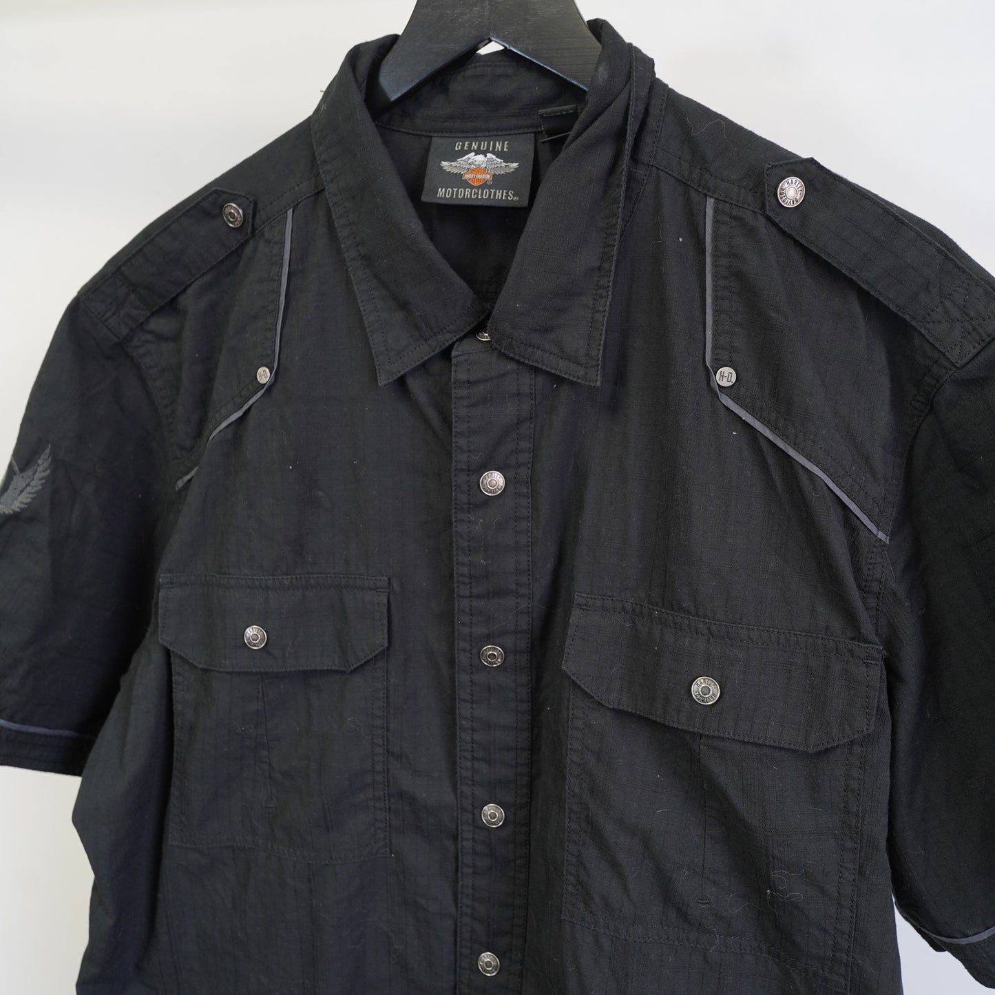 (XL) Harley Davidson Motorcycles Embroidered Button Up Shirt Men's XL Black Biker