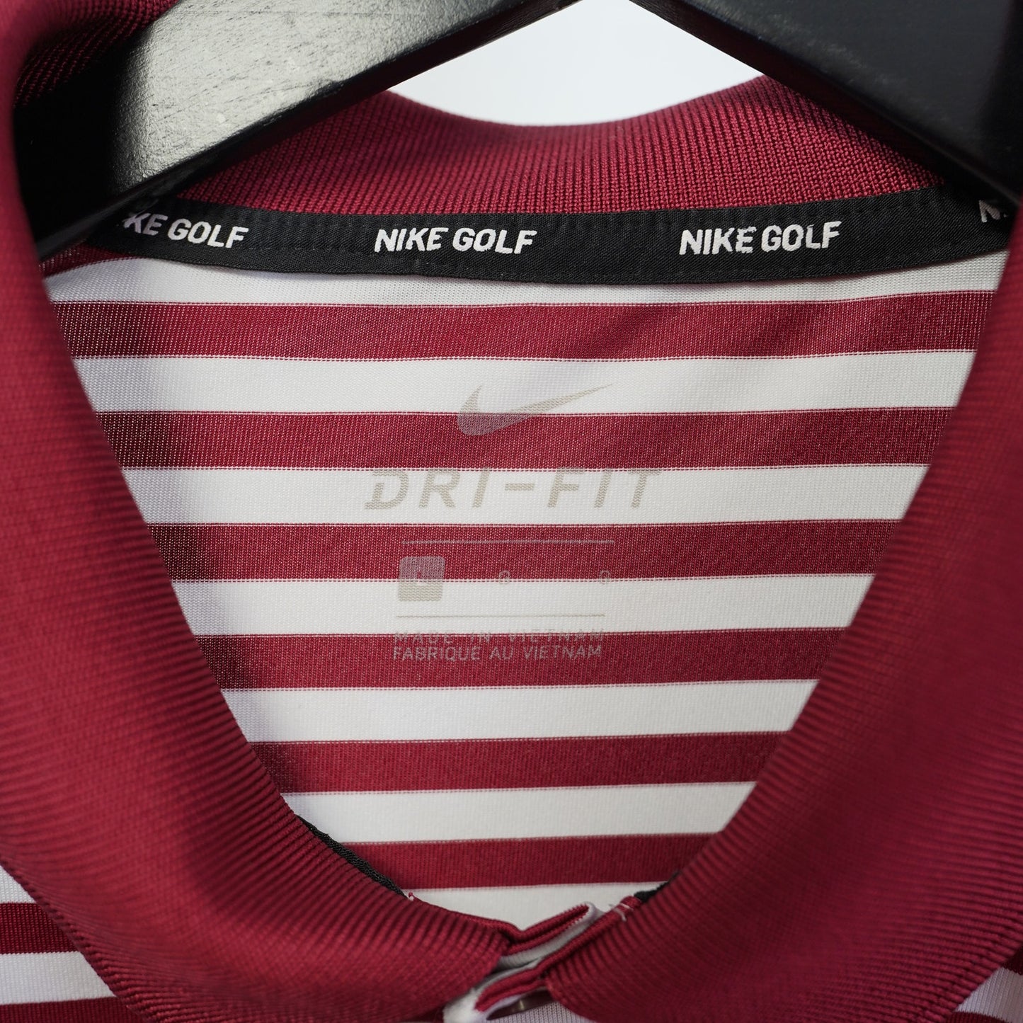 (L) Mississippi State Bulldogs Nike Golf Striped Polo Shirt Men's L DriFit Red White