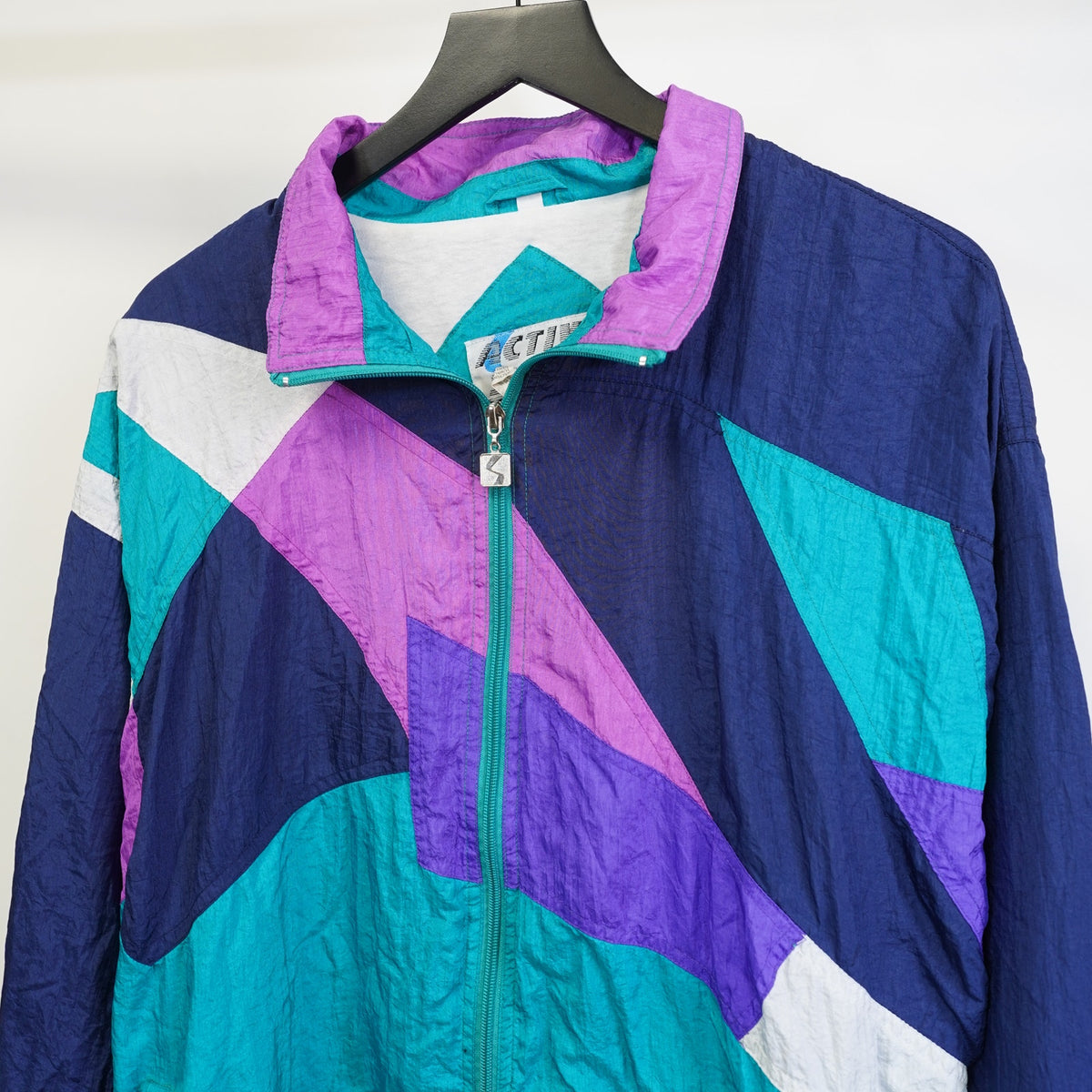 (L) Vintage 80s-90s Colorblock Active Stuff Windbreaker Jacket Men's L ...