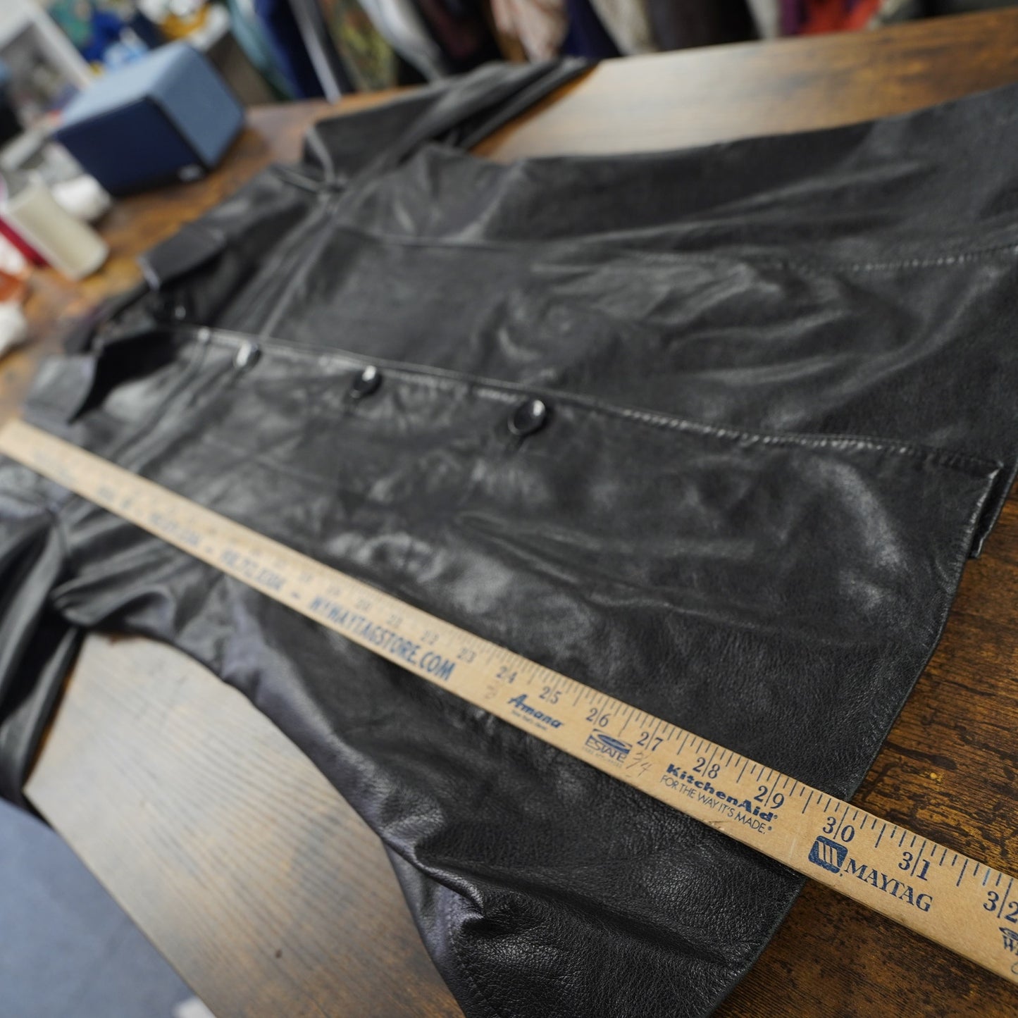 (Women's M) Vintage Wilson's Leather Pelle Studio Button Up Jacket Women's M Black Coat