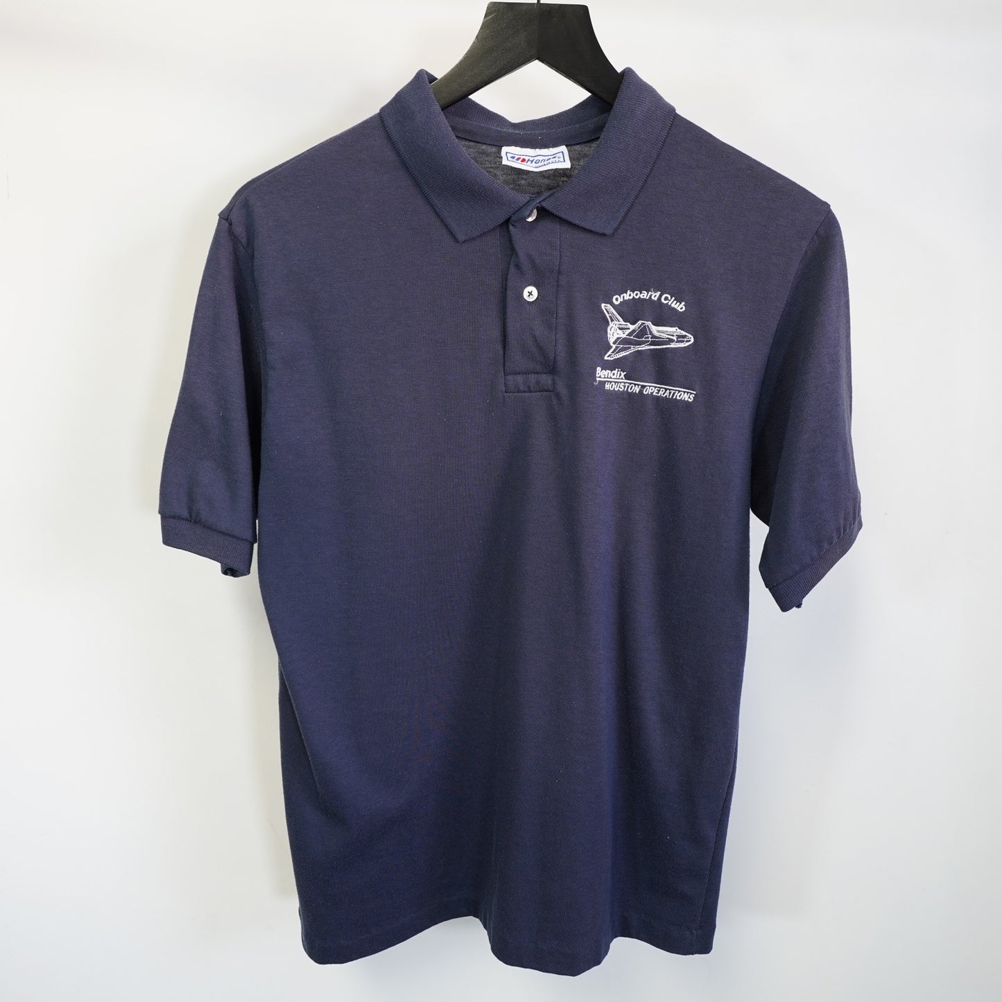 (S) Vintage 1980s Nasa Onboard Club Space Shuttle Embroidered Polo Shirt Men's S Blue