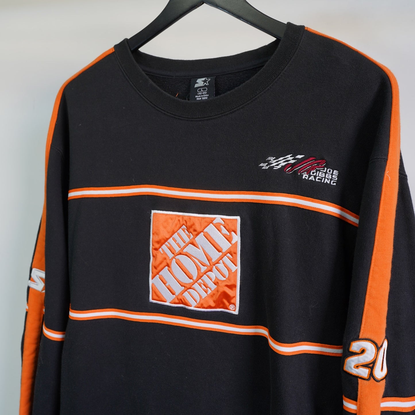 (L) Vintage Tony Stewart Nascar Racing Sewn Starter Sweatshirt Men's L Black Orange