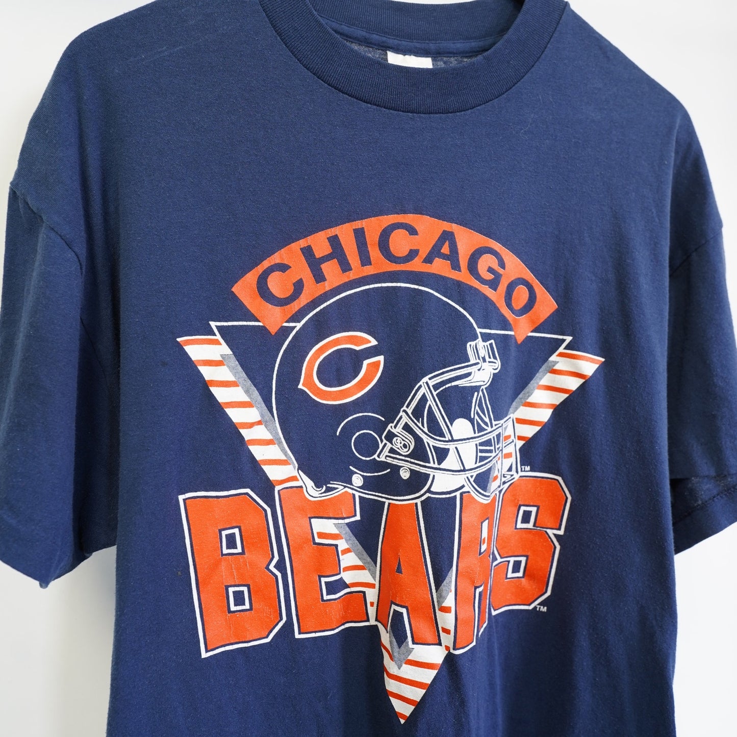 (XL) Vintage Chicago Bears 90s Trench NFL T-Shirt Men's XL Navy Blue Single Stitch