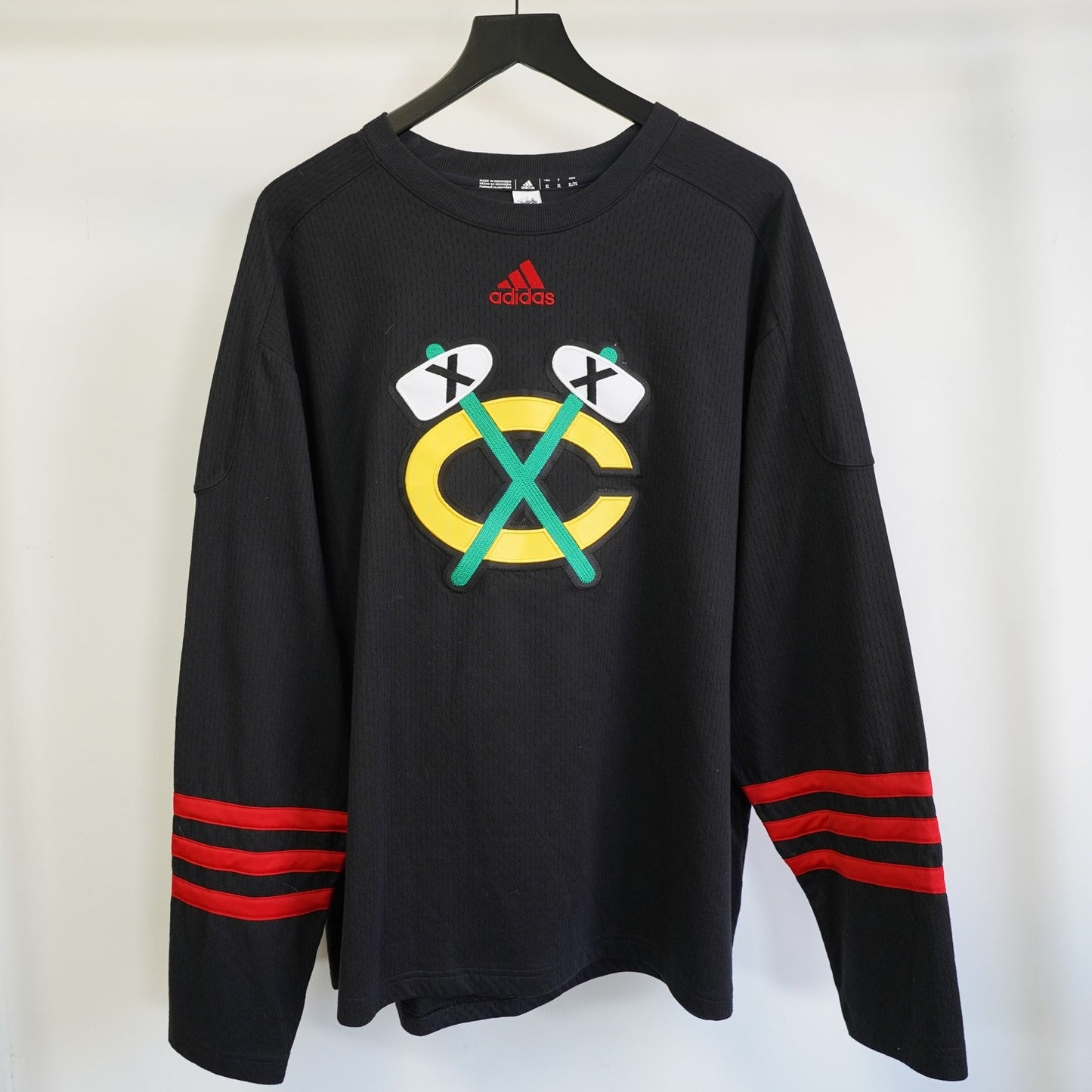 (XL) Adidas Chicago Blackhawks Sewn Hockey Sweatshirt Men's XL Black Crewneck