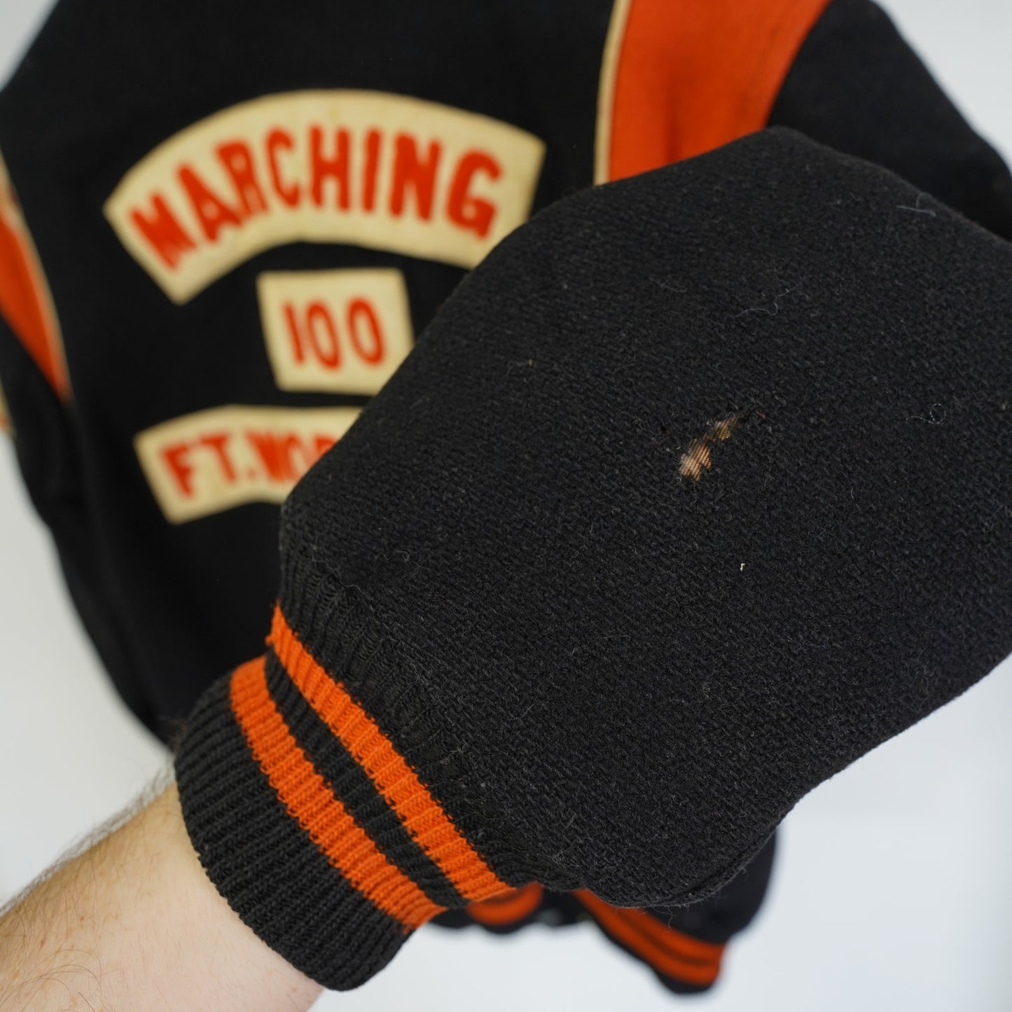 (S) True Vintage 50s Letterman Chain Stitched Varsity Jacket Sz 38-40 Men's S Black