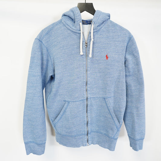 (M) Polo Ralph Lauren Double-Knit Full-Zip Hoodie Men's M Heather Light Blue