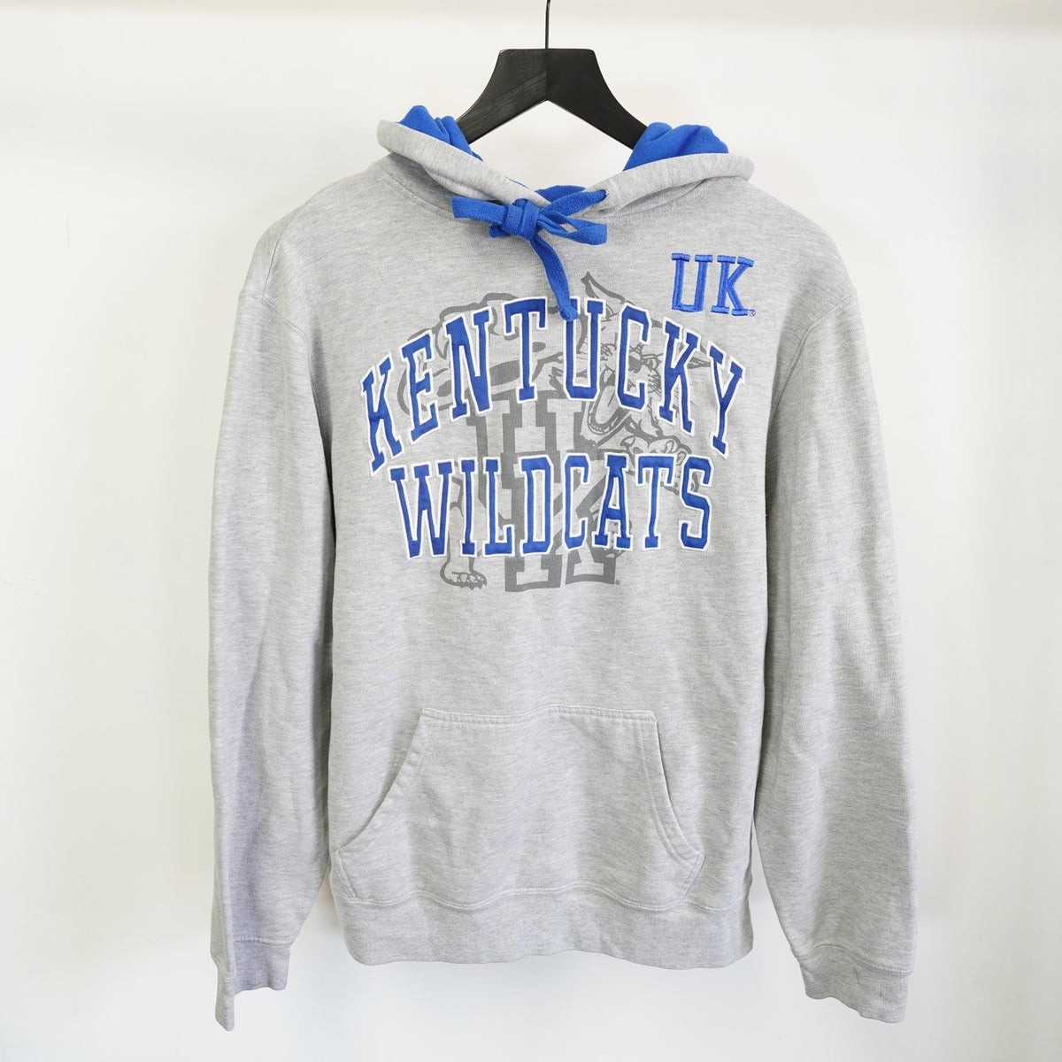 (L) Vintage Kentucky Wildcats Sewn Hoodie UK Gray Blue Men's L Stitched Retro Y2K