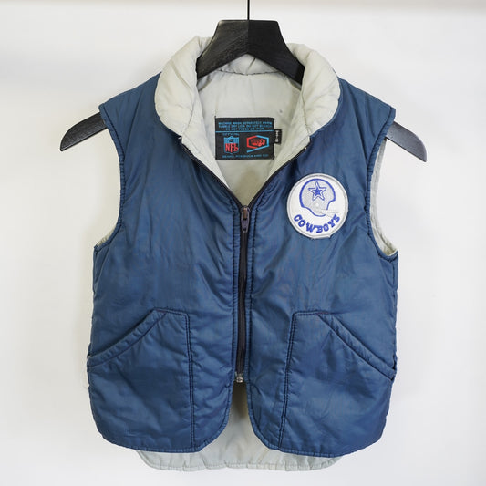 (Kids M) Vintage Dallas Cowboys Boys Puffer Vest Youth Size M Navy Blue 90s Retro