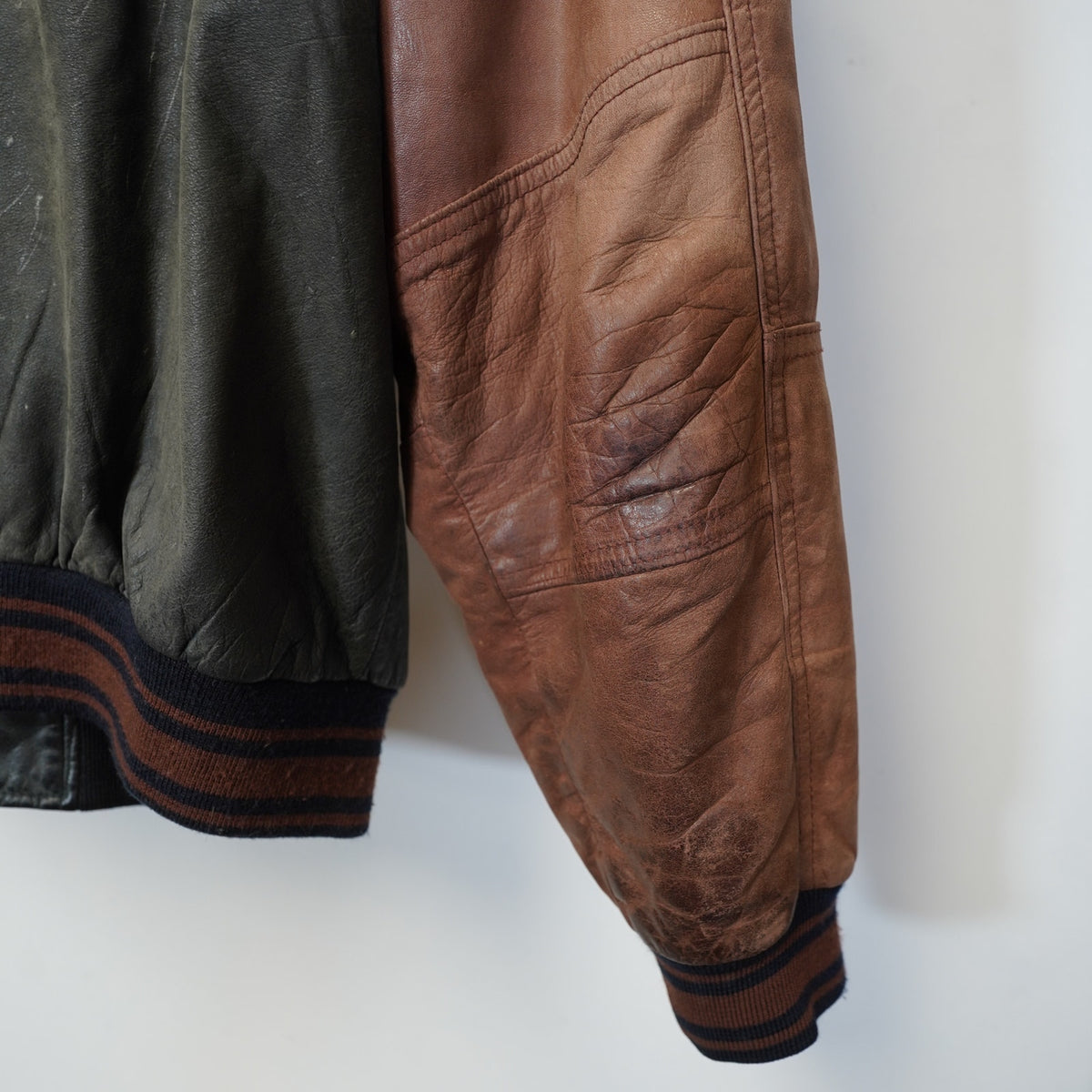 (L) Vintage Ash Creek Trading Leather Varsity Jacket Black & Brown Men's L 80s-90s
