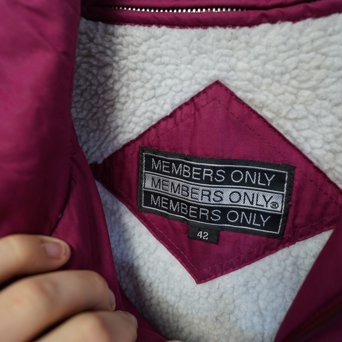 (M) Vintage Members Only Magenta Sherpa Lined Bomber Aviatior Jacket Men's M 42 Pink