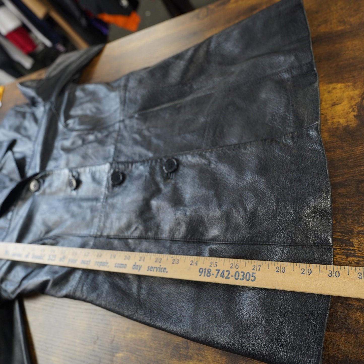 (Women's Sz. 4 ) Vintage Clio Genuine Leather 90s Coat Jacket Women's Sz. 4 Black Blazer Goth