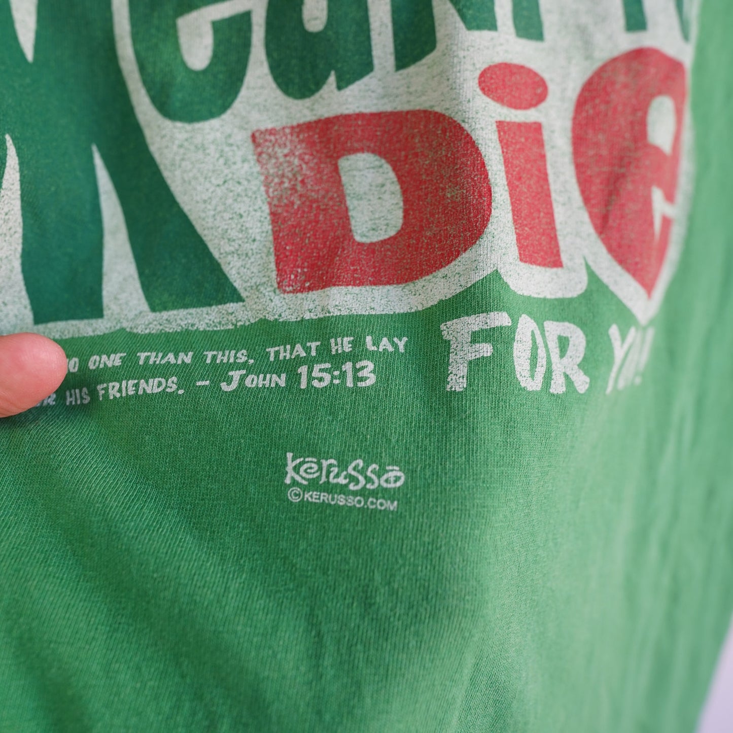 (XL) Vintage Jesus Meant to Die For You T-Shirt Men's XL Religious Tee Green