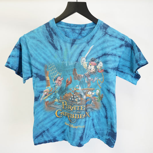 (Youth L) Vintage Pirates of the Caribbean Disney Mickey Mouse Tie Dye T-Shirt Youth Sz. L