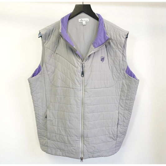 (L) Peter Millar Golf Quilted Light Puffer Vest Men's L Gray Purple Performance Tech