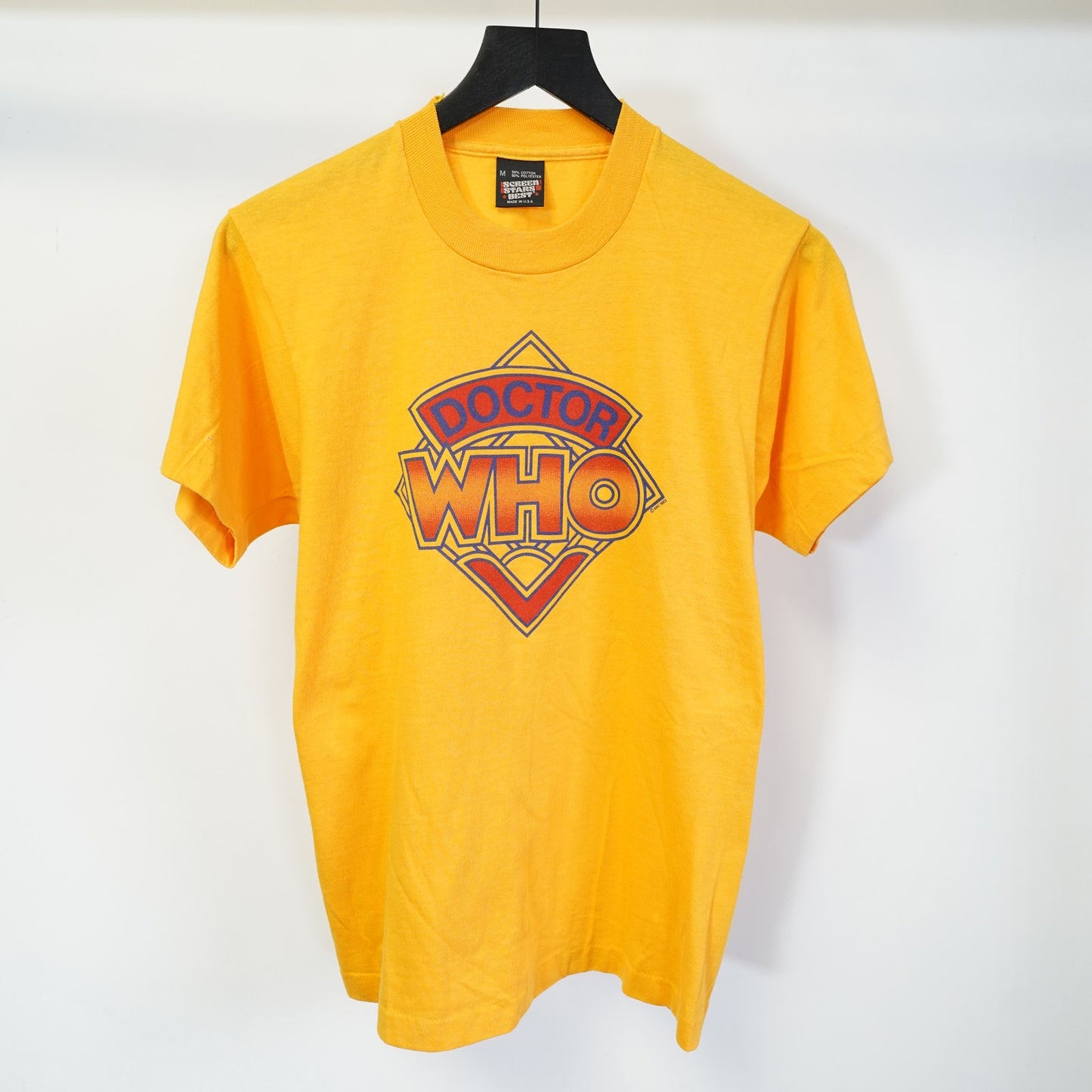 (S) Vintage Dr. Who 1983 Promotional T-Shirt Adult S Yellow Single Stitch TV Show
