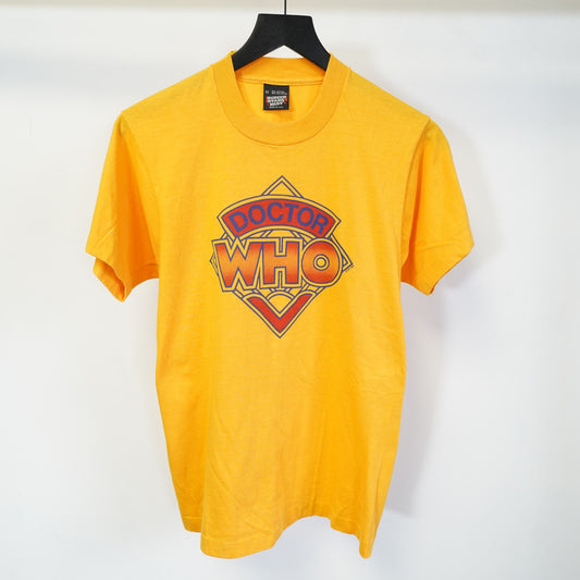 (S) Vintage Dr. Who 1983 Promotional T-Shirt Adult S Yellow Single Stitch TV Show