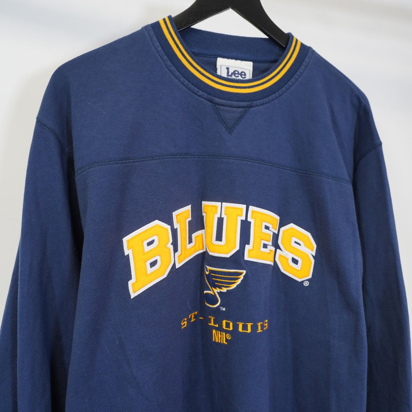 (L) Vintage St. Louis Blue Embroidered Lee Sweatshirt Men's L Blue Yellow Hockey NHL