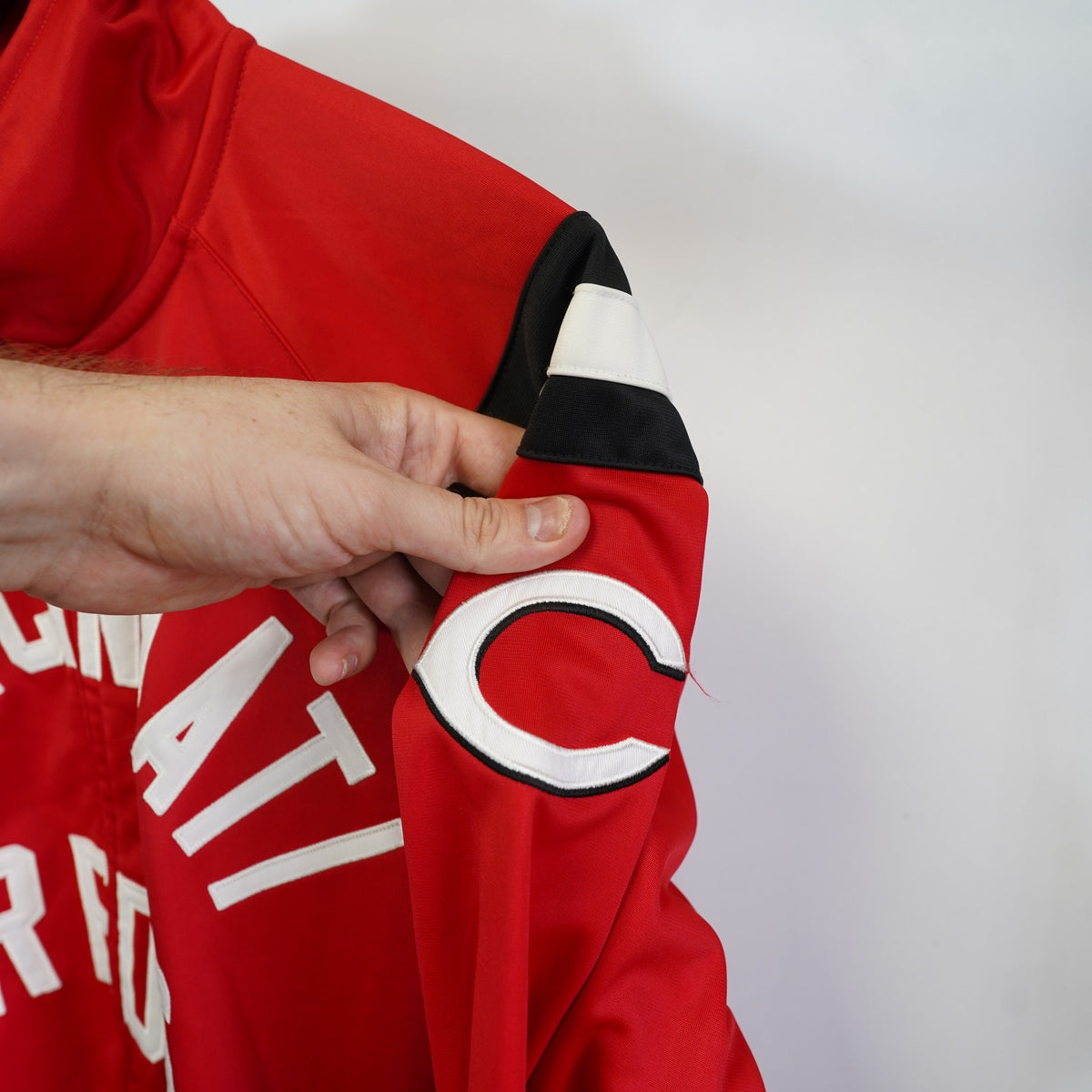 (L) Cincinatti Reds Stitched Baseball Full Zip Track Jacket Men's L Red MLB Retro