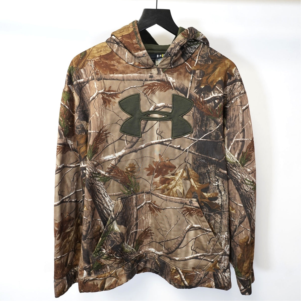 (L) Under Armour Camo Rival Fleece Hunting Hoodie Men's L Green Pullover Hiking