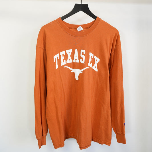 (L) Vintage Texas Ex Longhorns Russell Ath. Longsleeve T-Shirt Men's L Burnt Orange