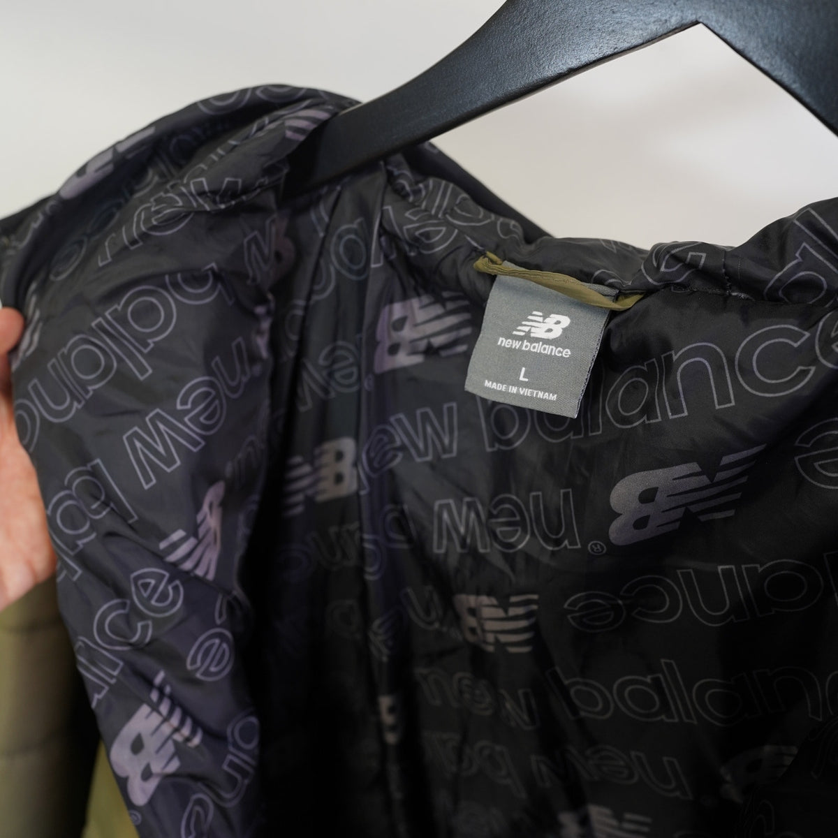 (L) New Balance Hooded Puffer Tech Jacket New w/Tags Olive Green Full Zip