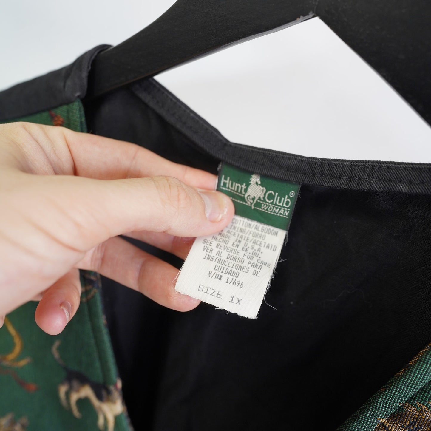 (Women's XL) Vintage Equestrian Horse & Hunting Dog 90s Vest Womens XL Hunt Club Green Preppy