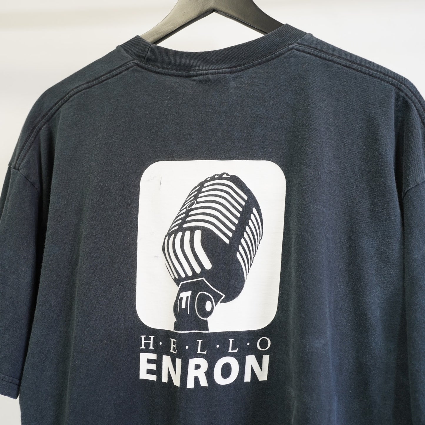 Vintage Hello Enron Music T-Shirt Men's XL Black 2000s Y2K