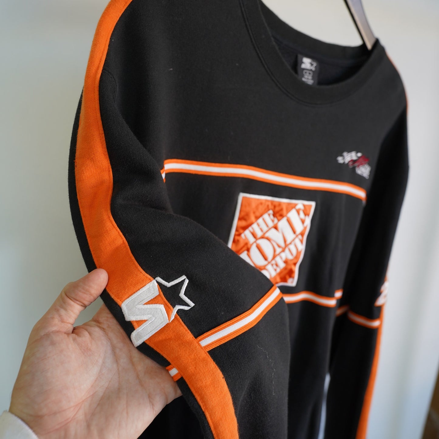 (L) Vintage Tony Stewart Nascar Racing Sewn Starter Sweatshirt Men's L Black Orange