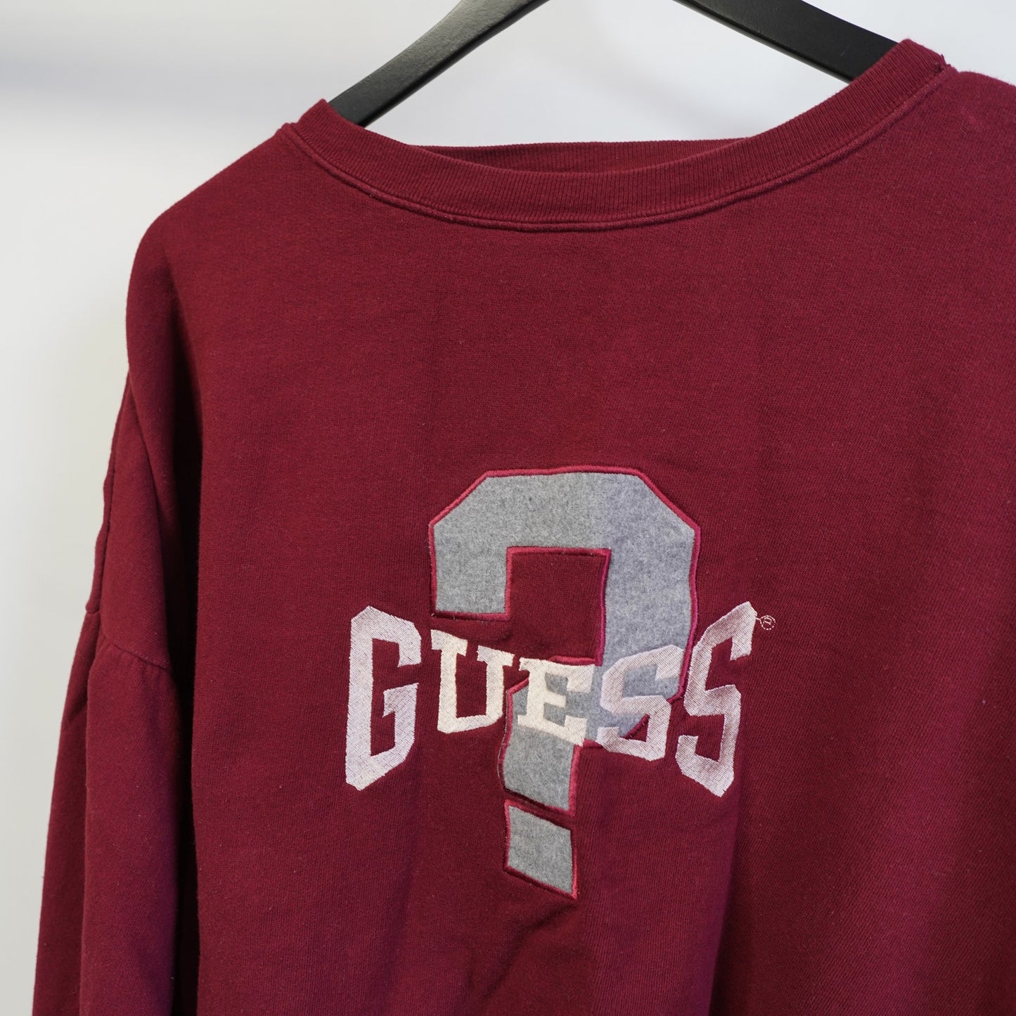 (L) Boxy Vintage Guess Jeans Embroidered Sweatshirt Men's L Maroon 90s Cropped