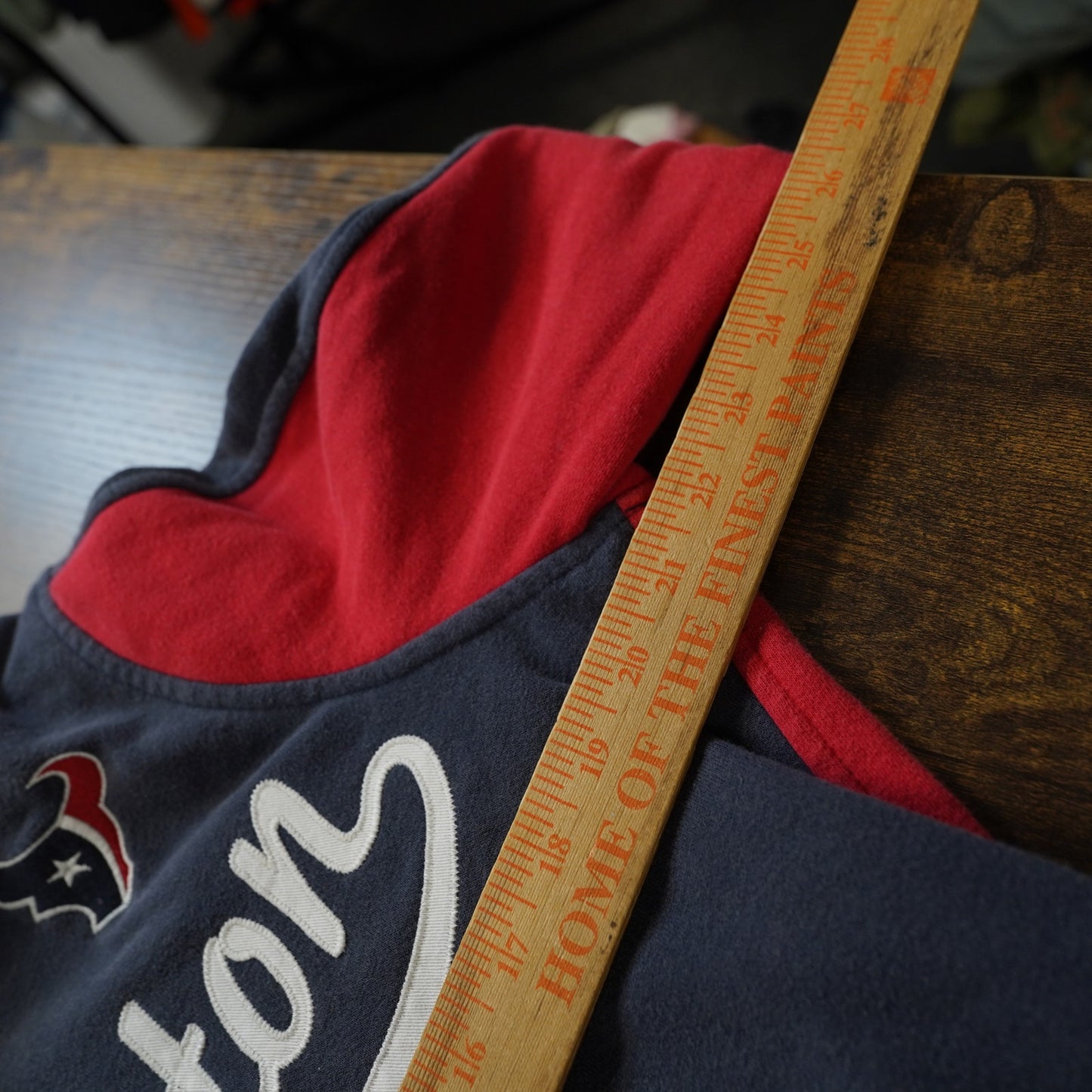 (Women's L) Houston Texans Embroidered Team NFL Hoodie Navy Blue Red Football
