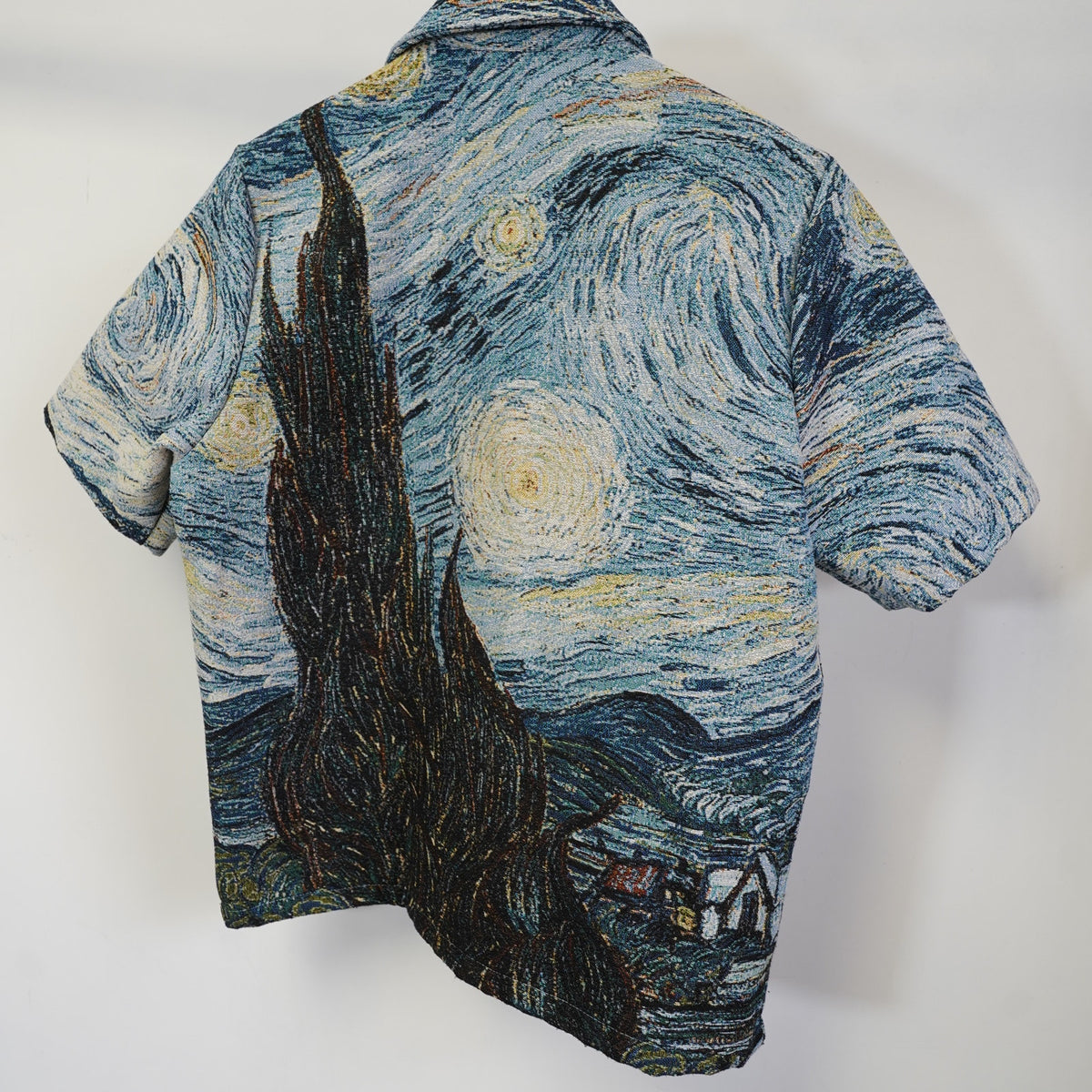(S) Rebel Vengeance Vincent Van Gogh Starry Night Woven Tapestry Shirt Men's S Art