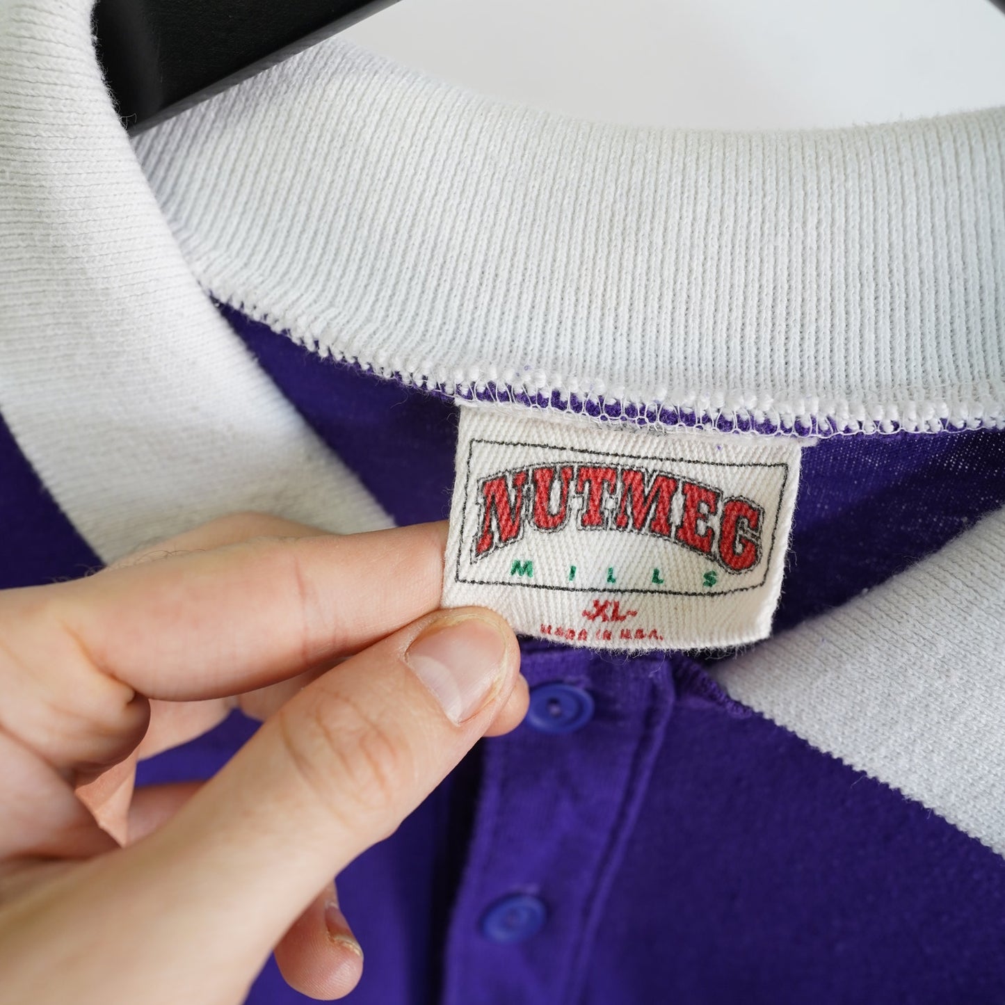(L) Vintage Nutmeg Mills Charlotte Hornets Rugby Polo Shirt Men's L 90s Sweatshirt